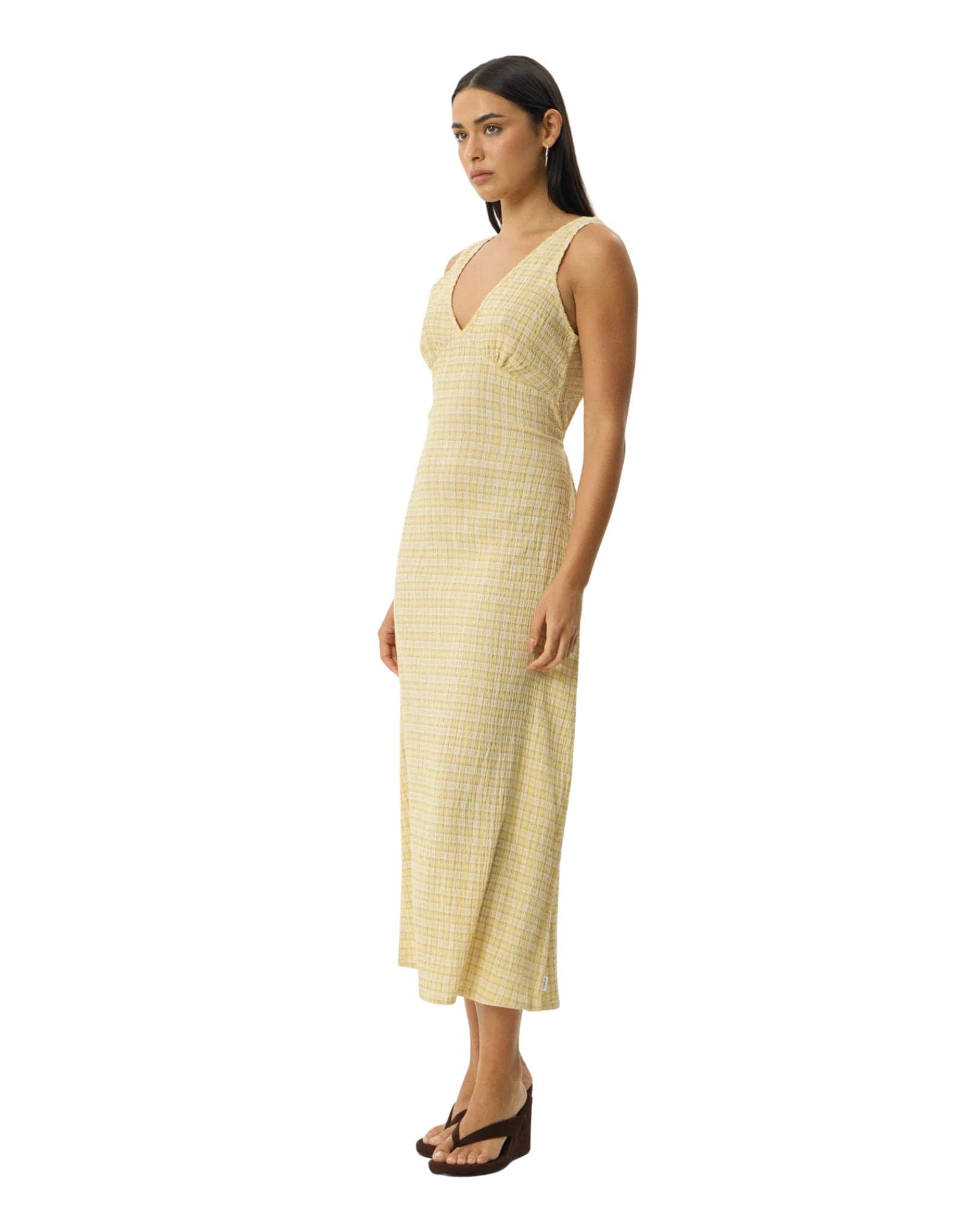 Afends Sunday - Hemp Seersucker Check Maxi Dress Check