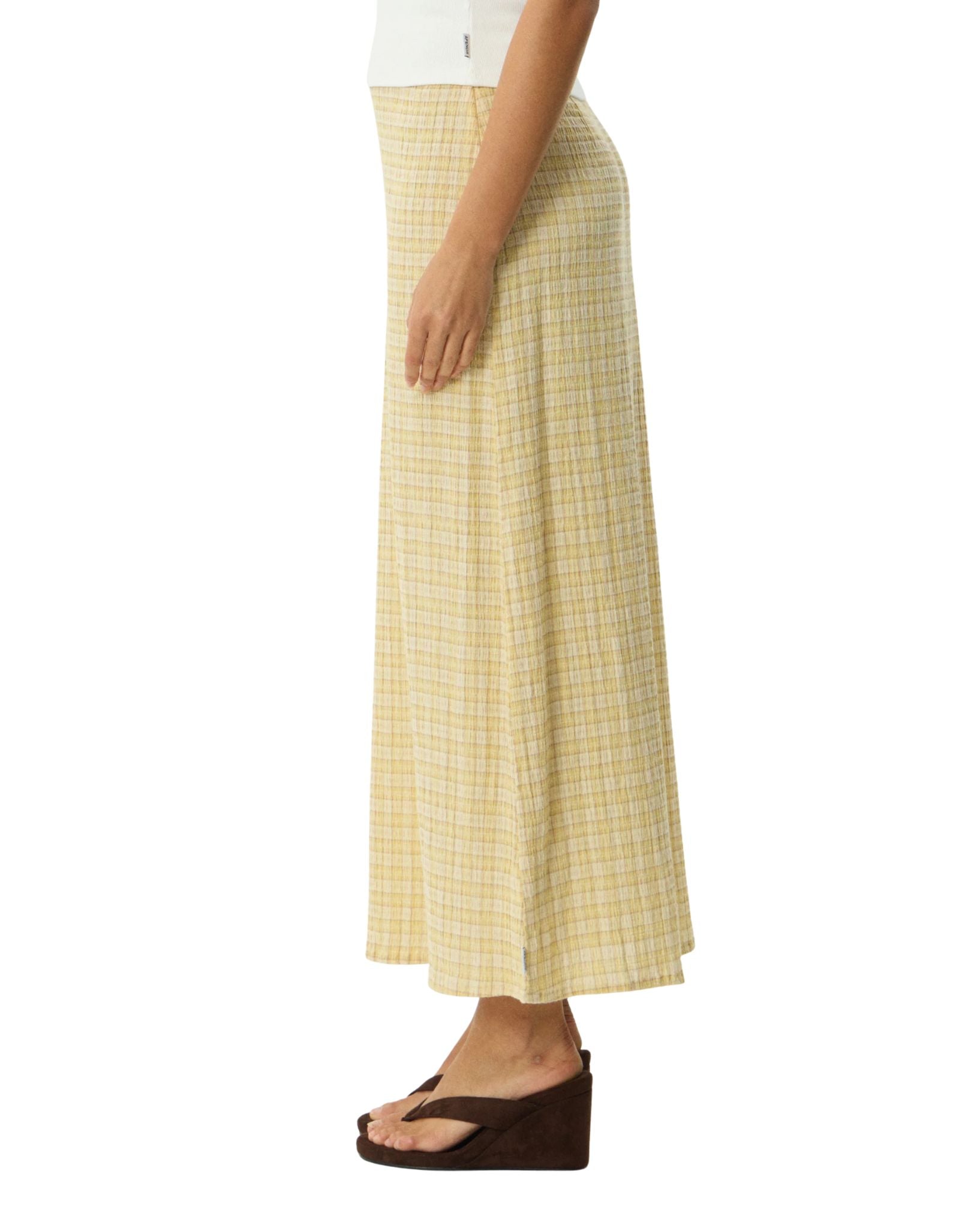 Afends Sunday - Hemp Seersucker Maxi Skirt Check