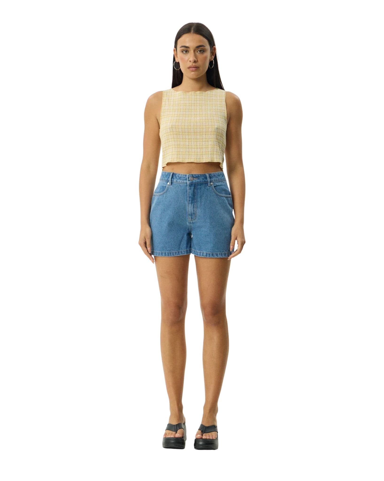 Afends Sunday - Hemp Seersucker Sleeveless Top Check