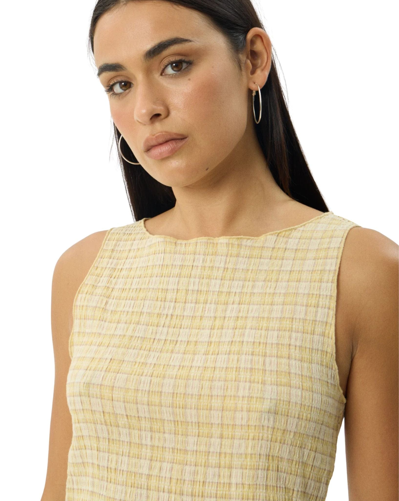 Afends Sunday - Hemp Seersucker Sleeveless Top Check