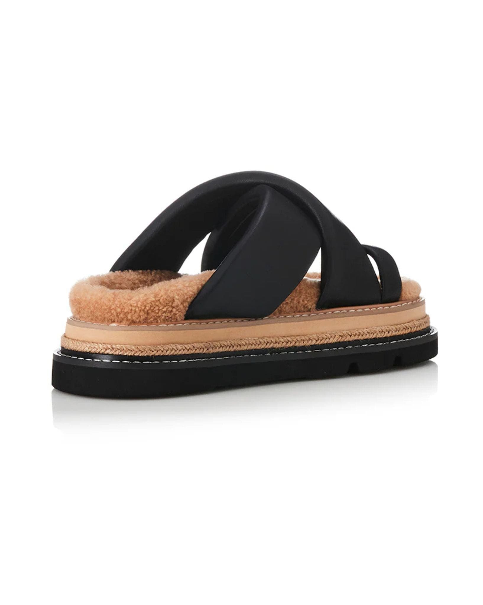 Alias Mae Womens Venga  Sandals -  Black Leather I Shearling