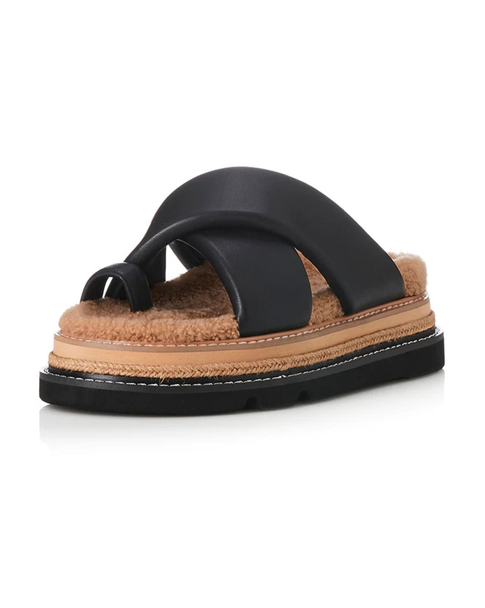 Alias Mae Womens Venga  Sandals -  Black Leather I Shearling