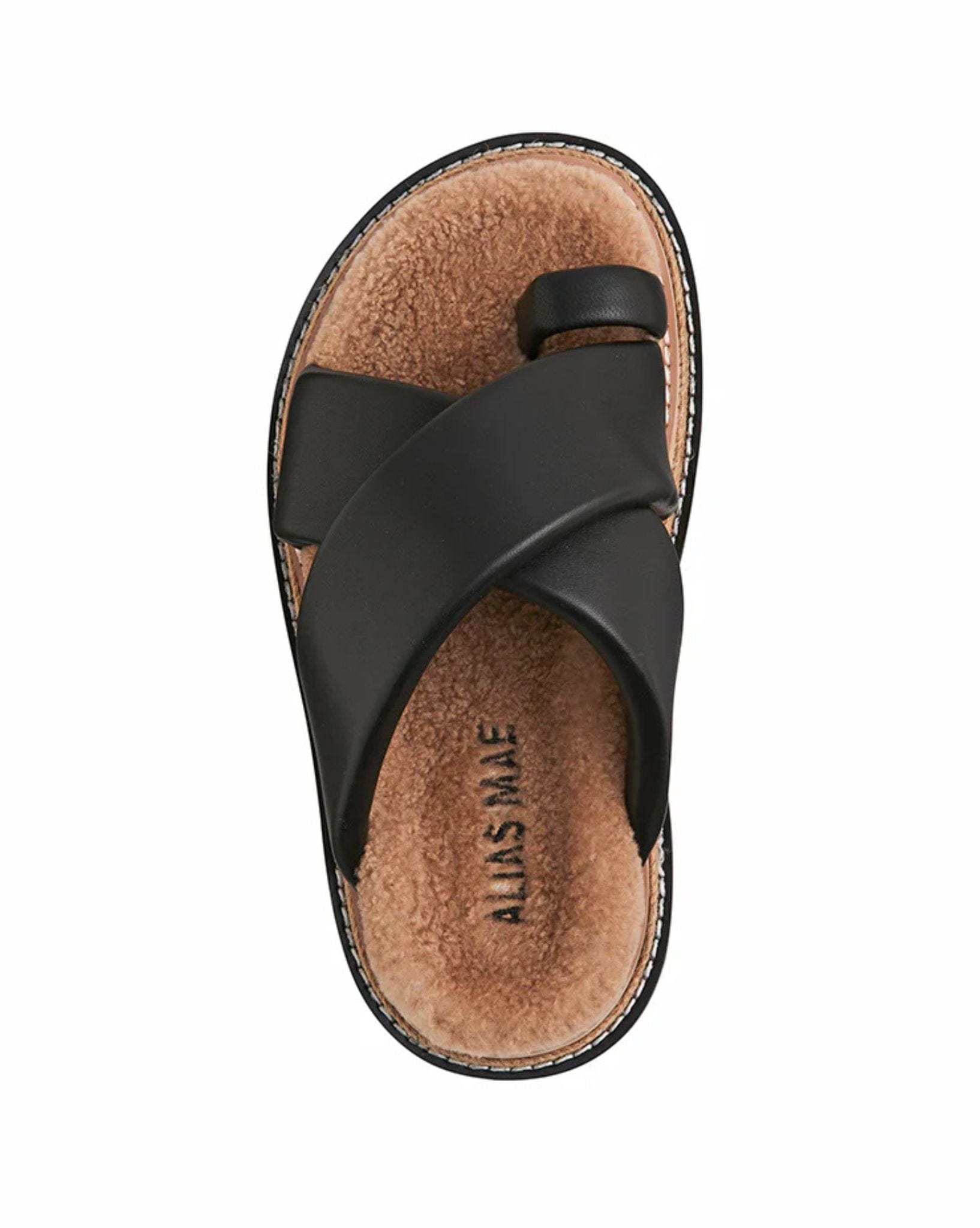 Alias Mae Womens Venga  Sandals -  Black Leather I Shearling