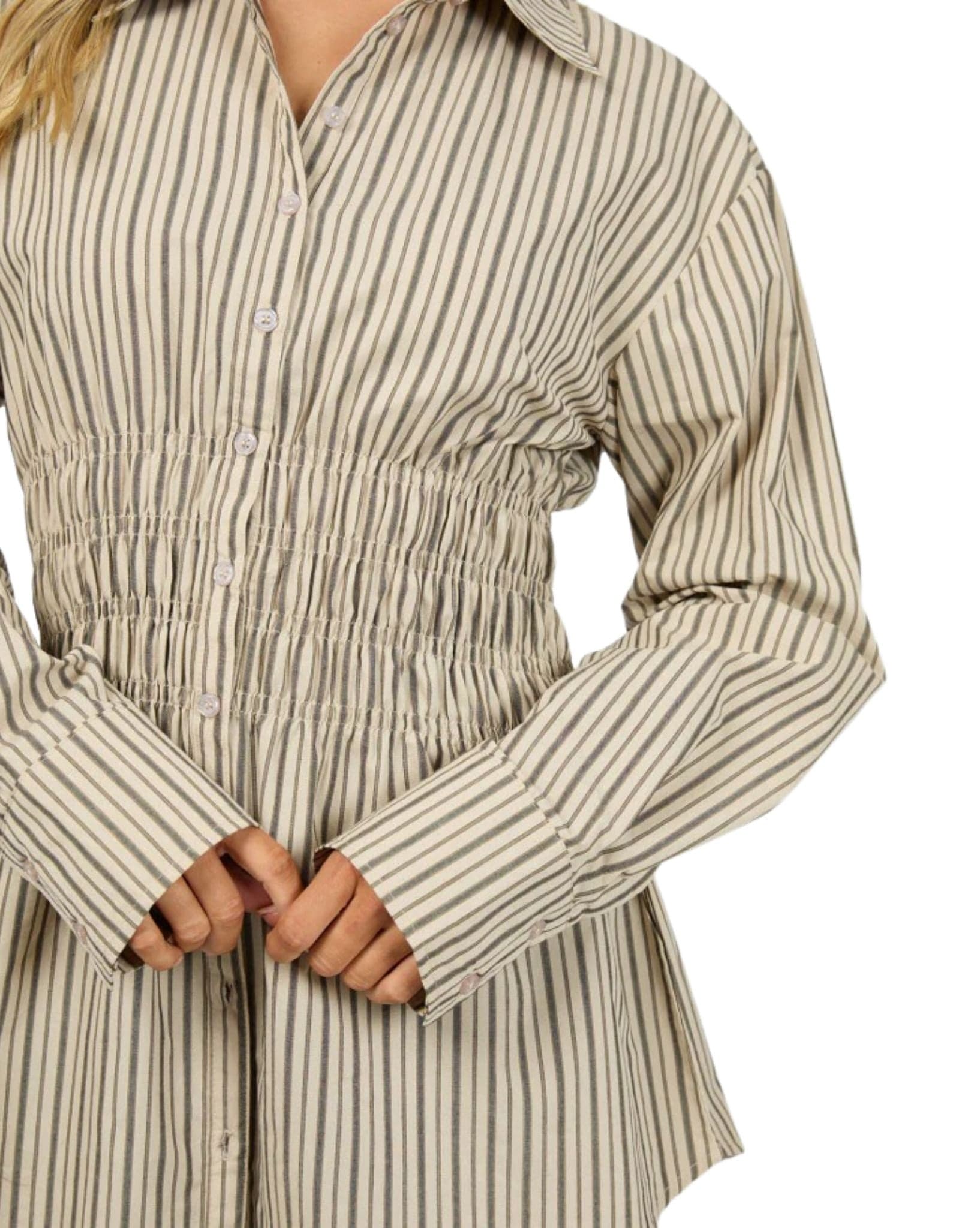 All About Eve Aae Ruched Stripe Shirt