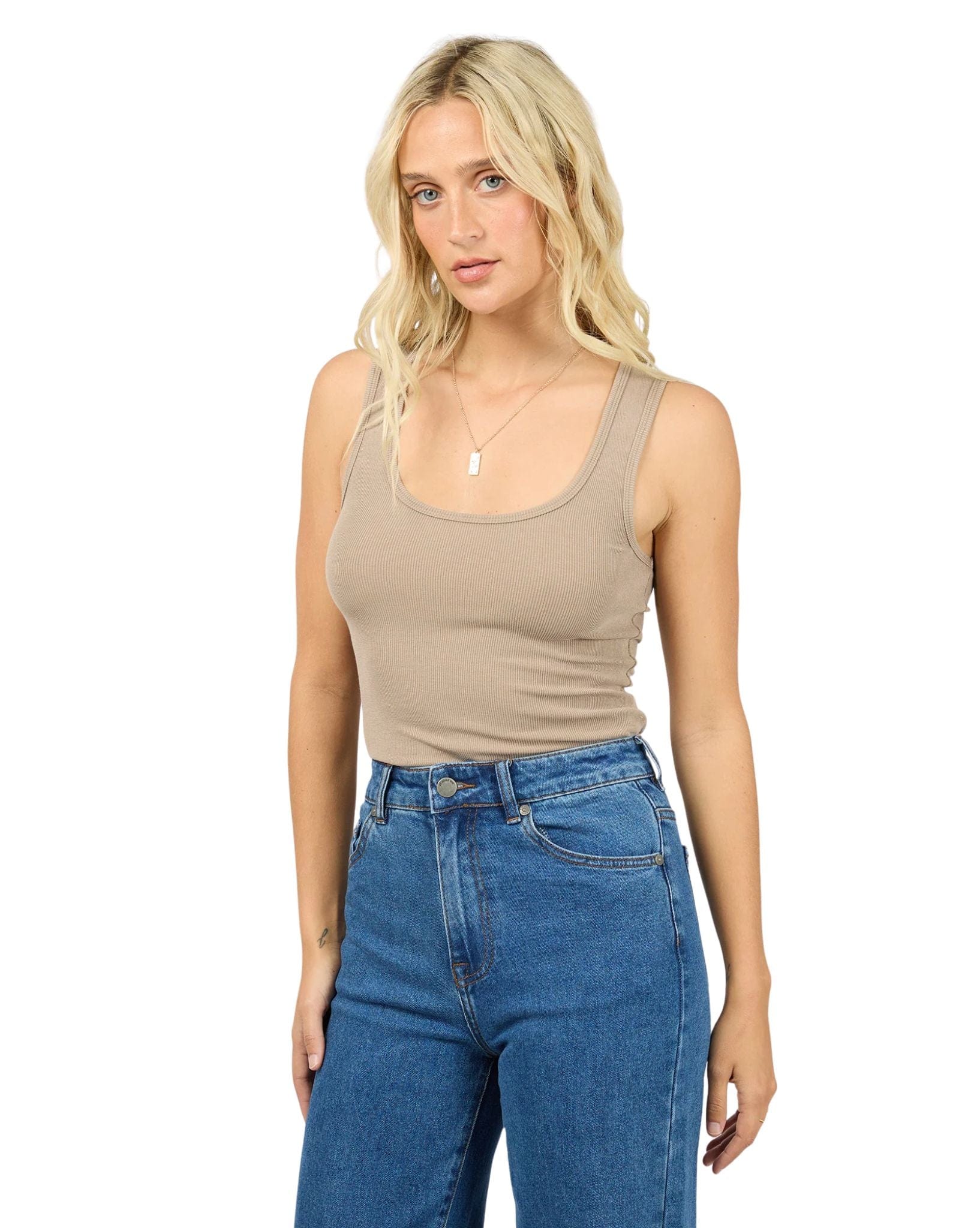 All About Eve Washed Rib Scoop Neck Tank