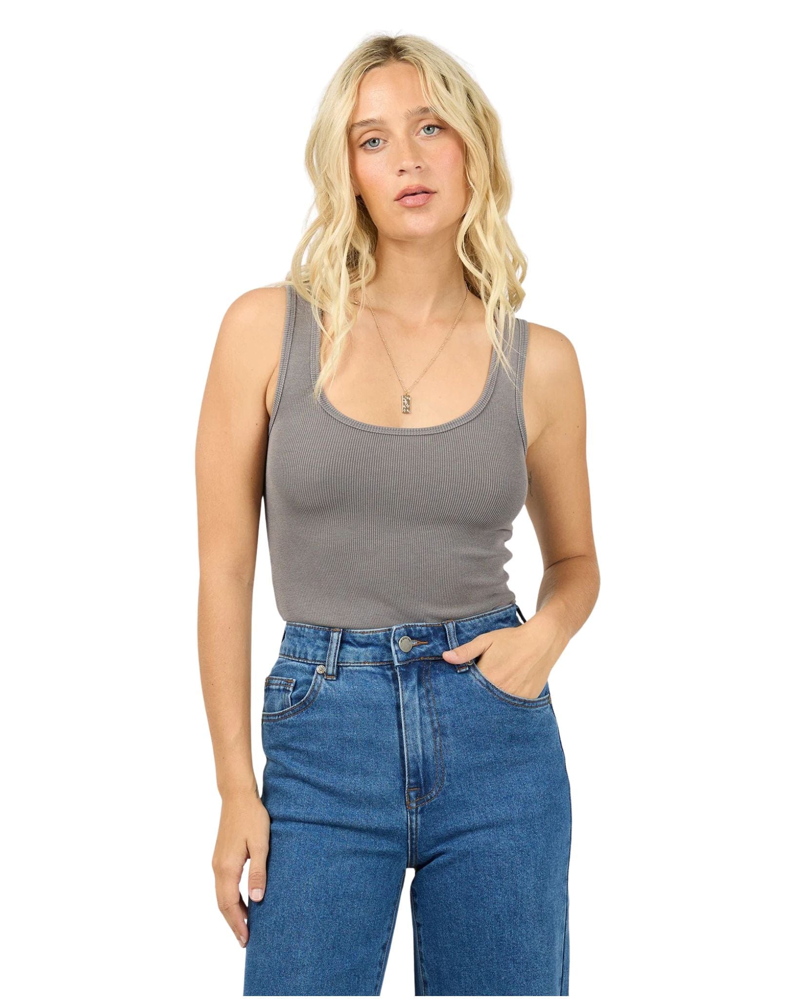 All About Eve Washed Rib Scoop Neck Tank