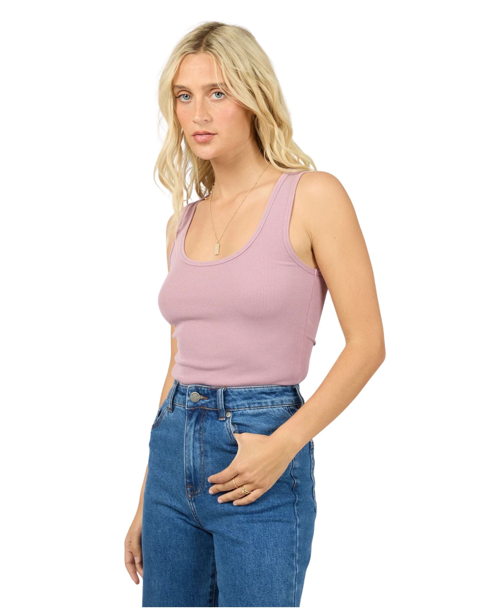 All About Eve Washed Rib Scoop Neck Tank