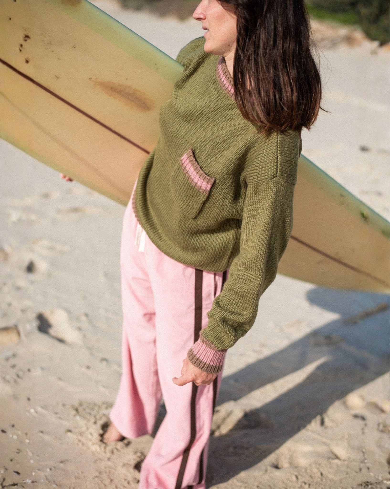 Atmosea Knit Jumper - Khaki Dusty - Pink Mocha