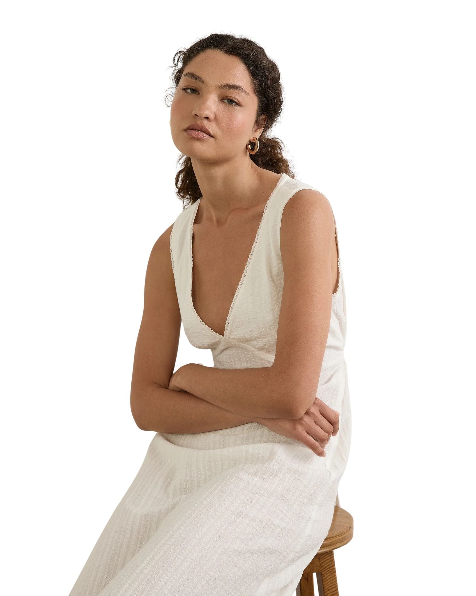 Auguste River Midi Dress - White