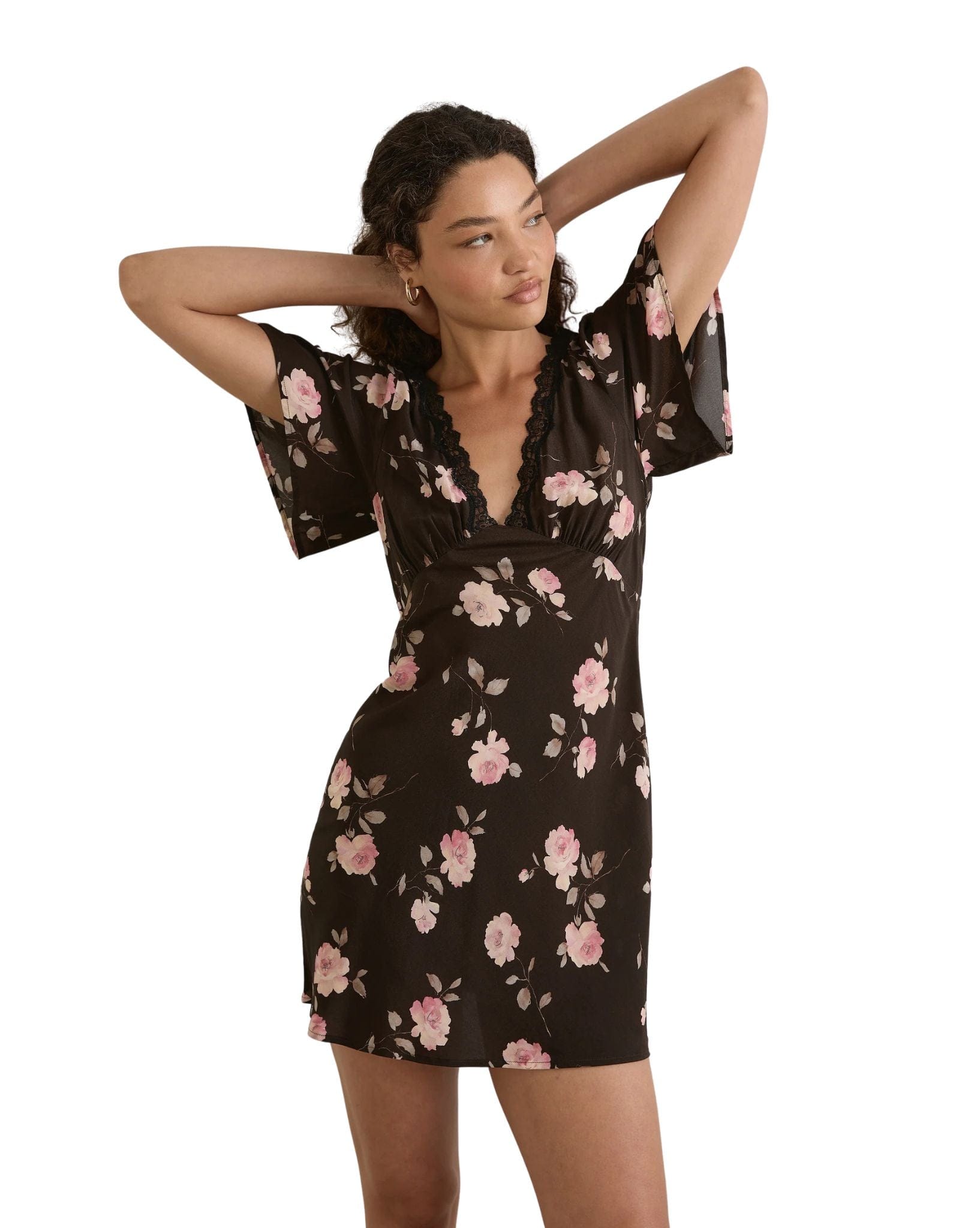 Auguste Sadie Mini Dress- Black Floral