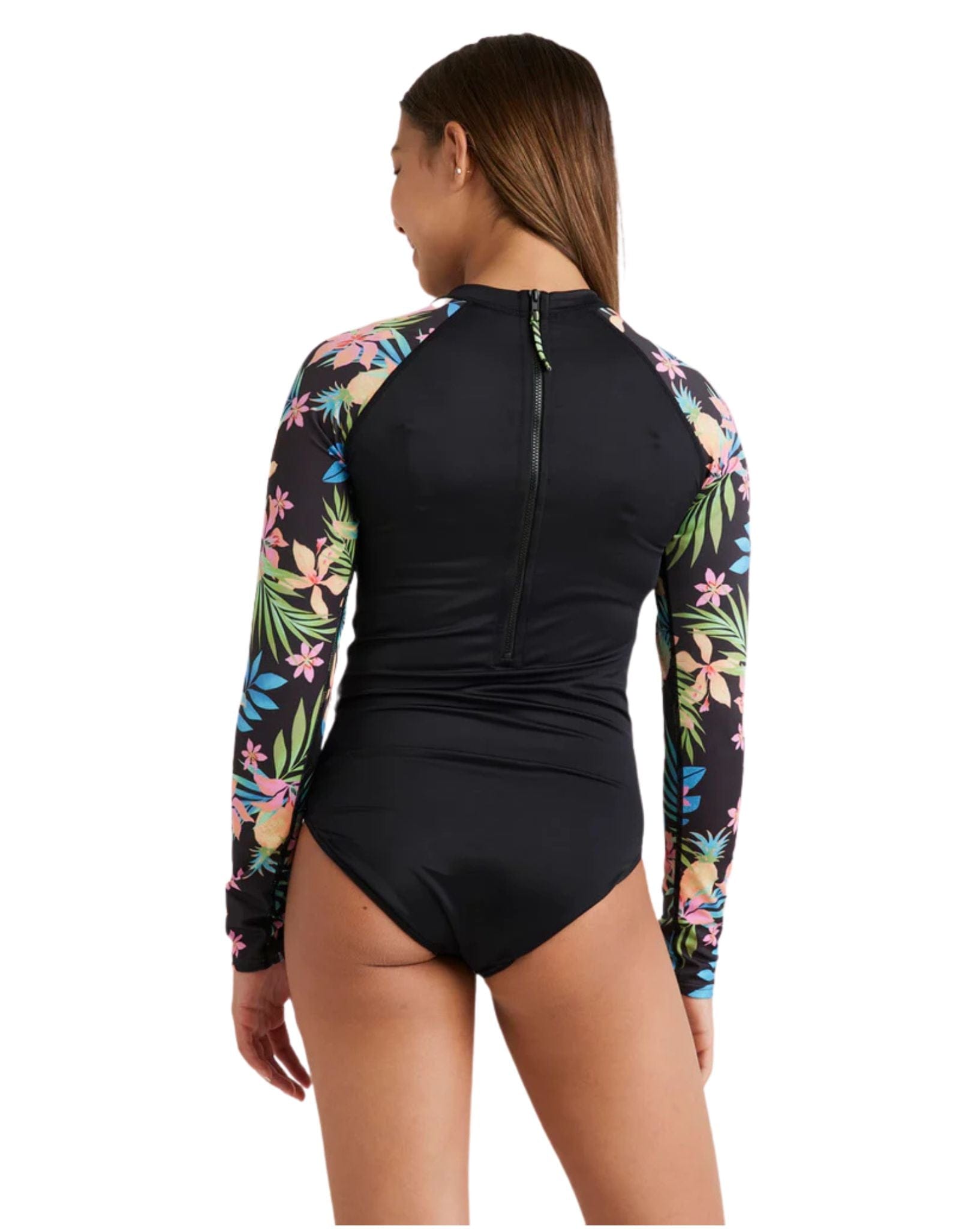 Billabong Girls In Da Jungle Ls Rash Vest - Black