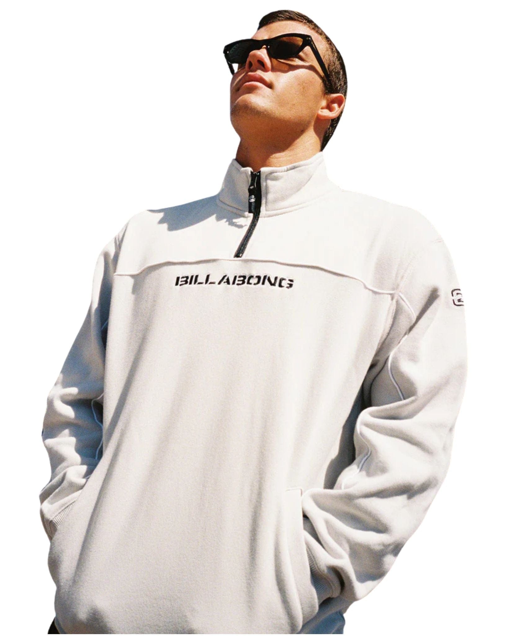 Billabong Mens Bracket 1/4 Zip Crew Pullover - Silver