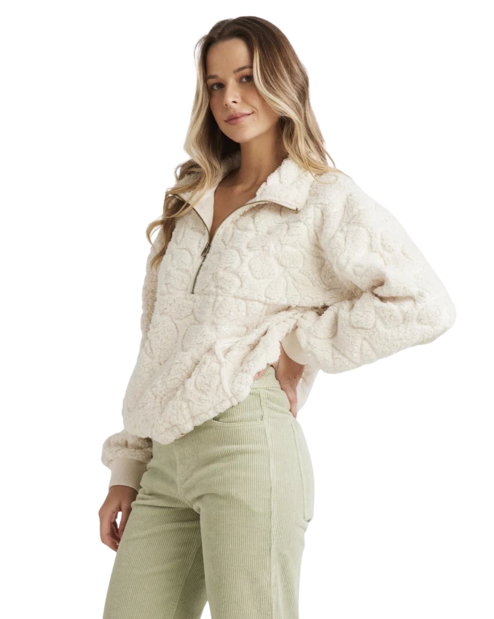 Billabong Womens Fireside Cozy Half Zip Crew
