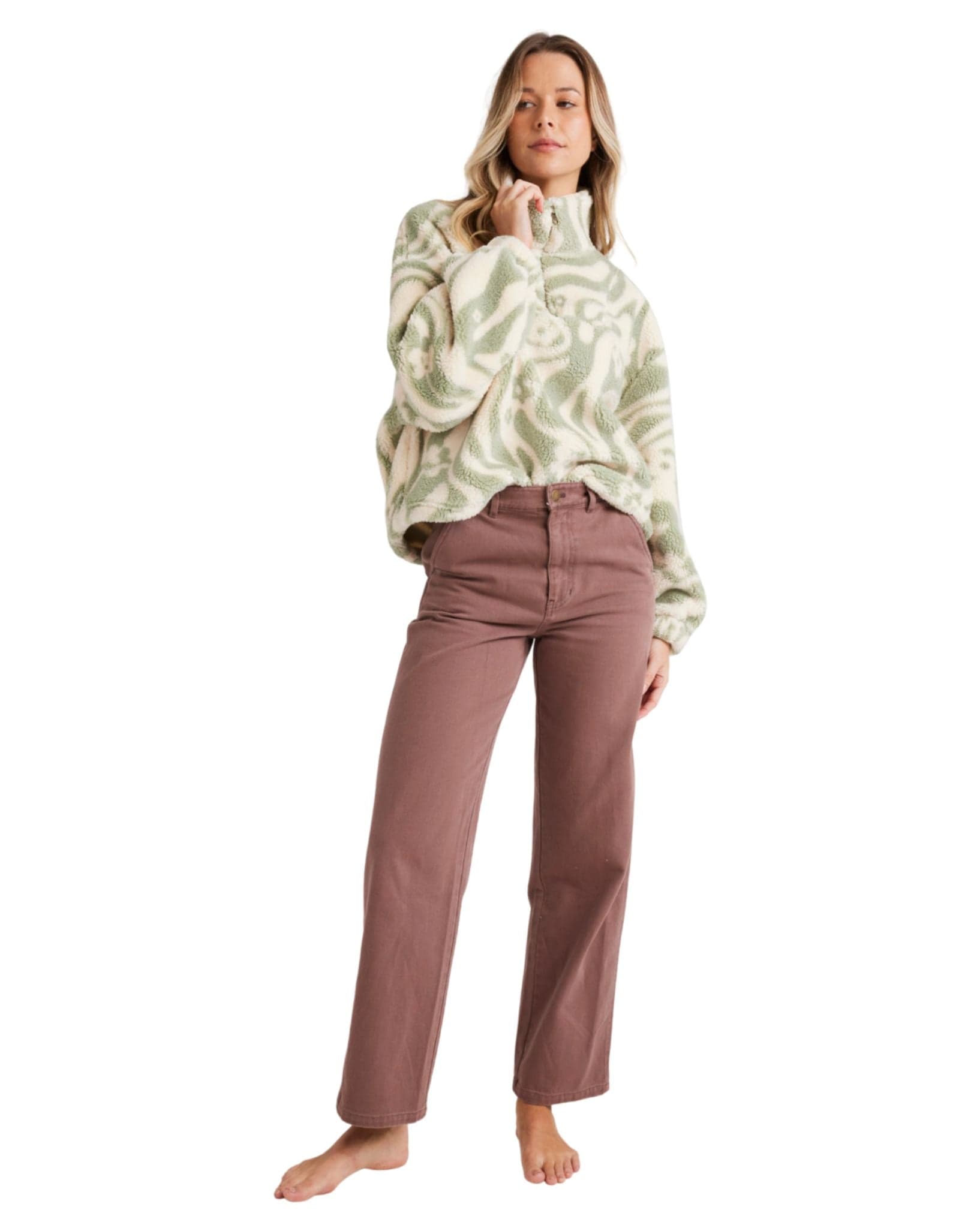 Billabong Womens Golden Groove Half Zip Crew