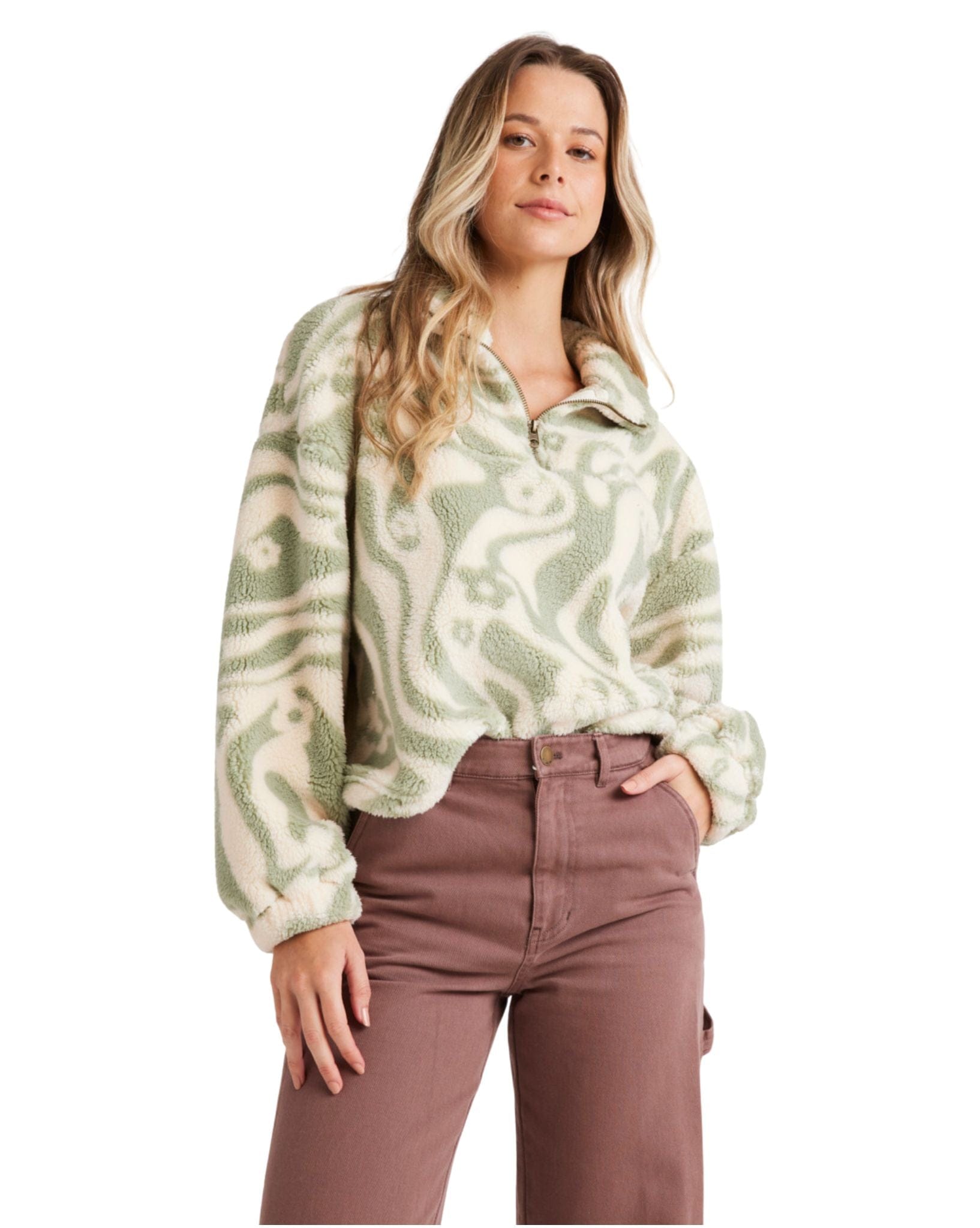 Billabong Womens Golden Groove Half Zip Crew