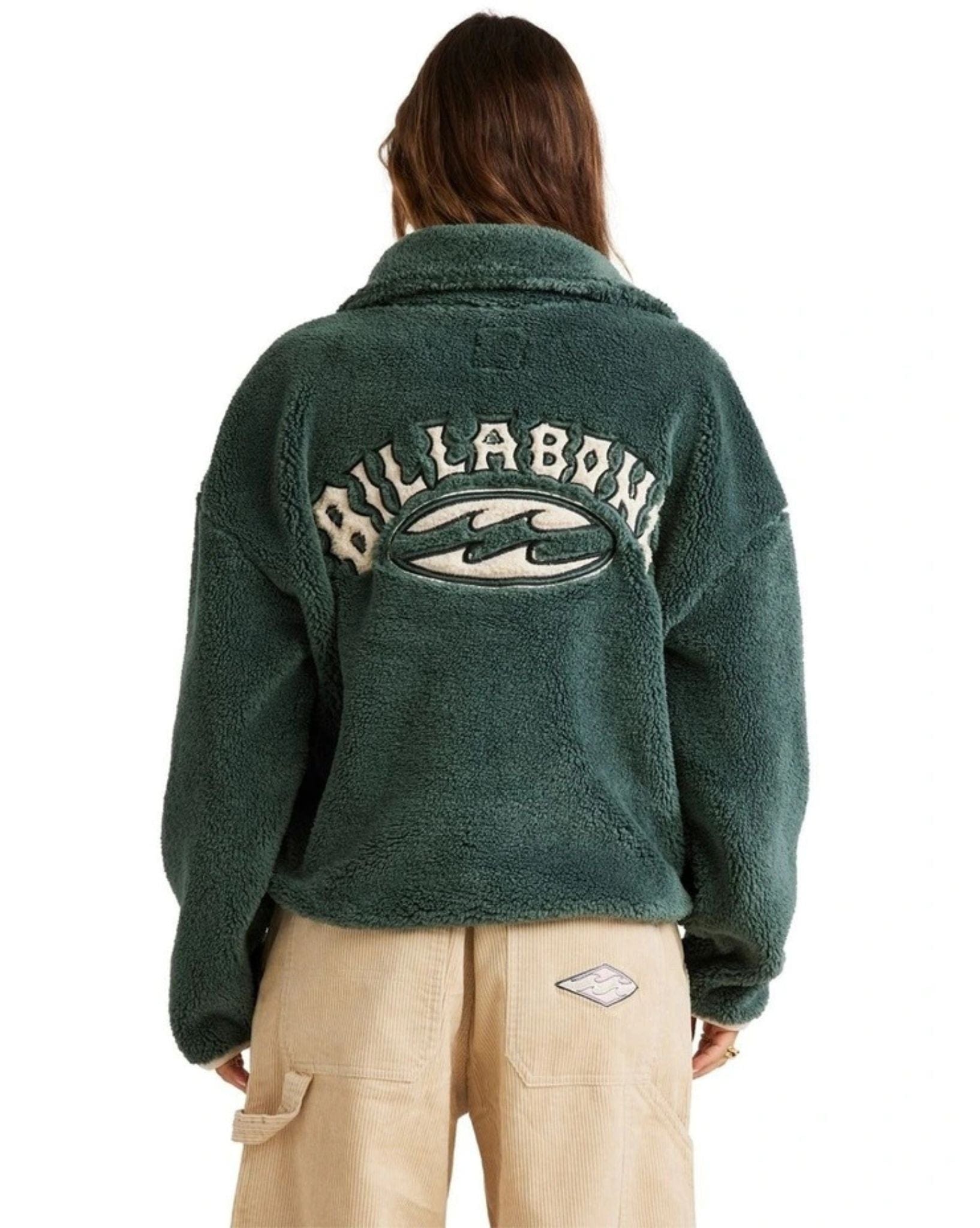 Billabong Womens Old Days Half Zip Crew - Forest
