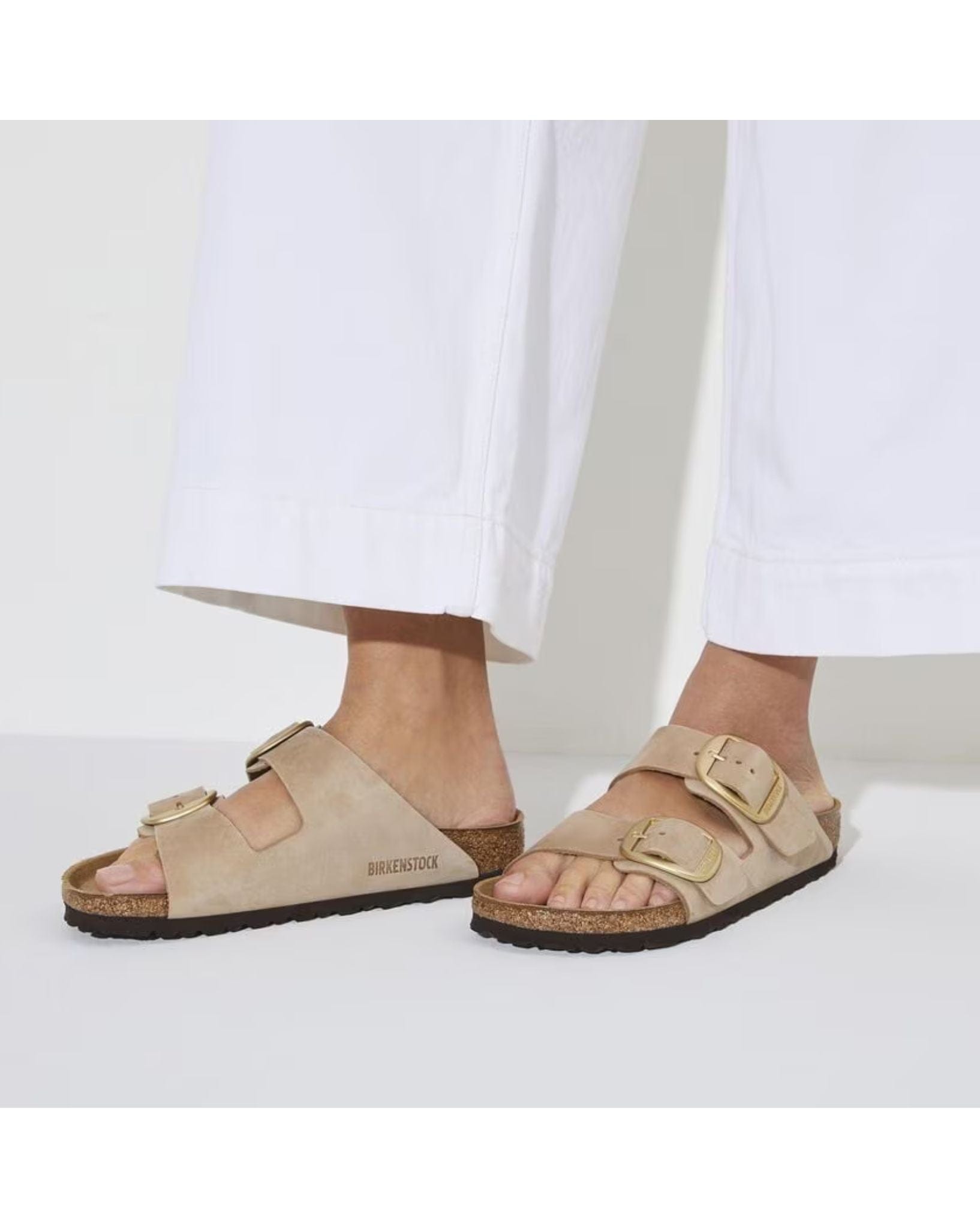 Birkenstock Arizona Big Buckle Nubuck Leather Narrow -Sandcastle
