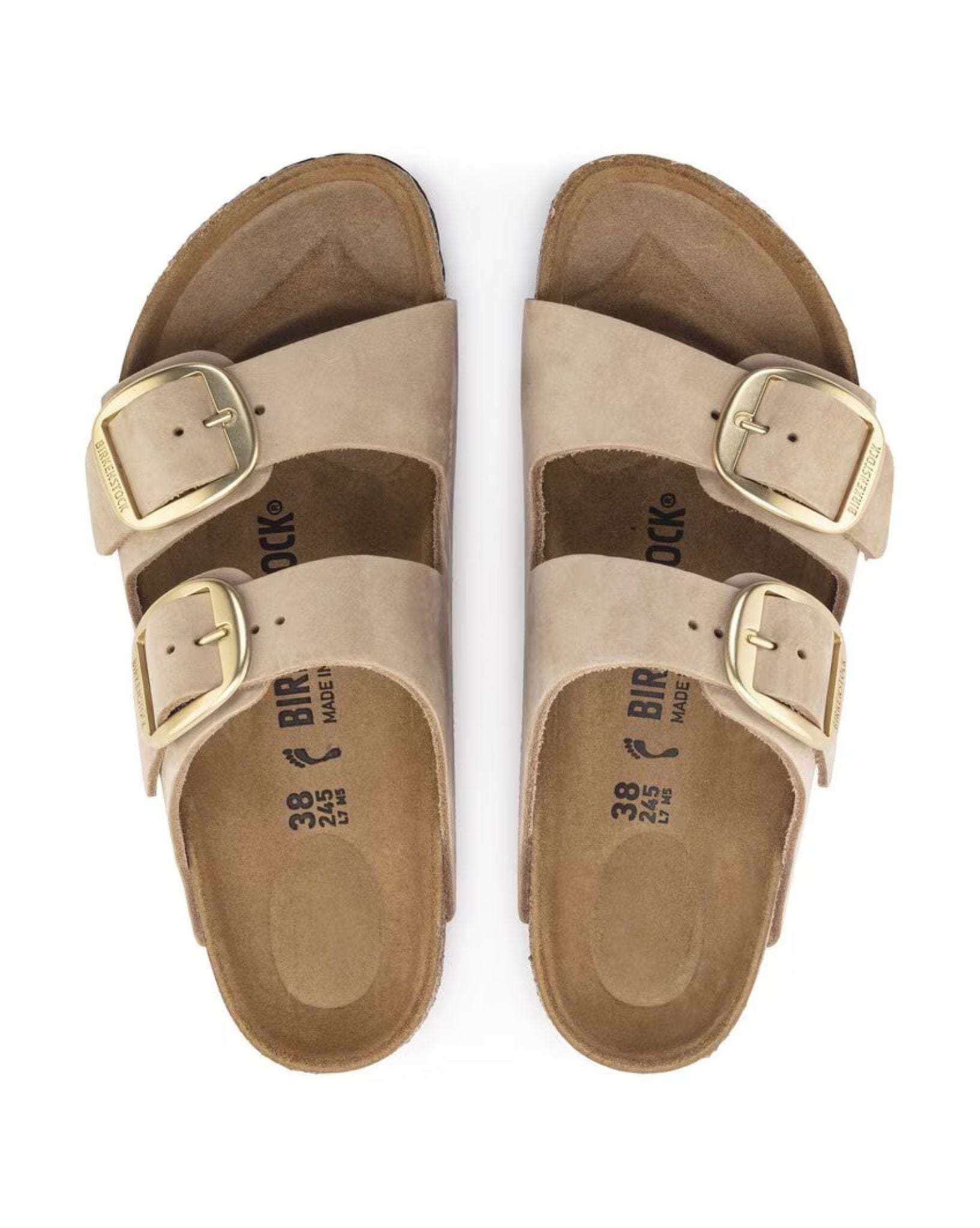 Birkenstock Arizona Big Buckle Nubuck Leather Narrow -Sandcastle