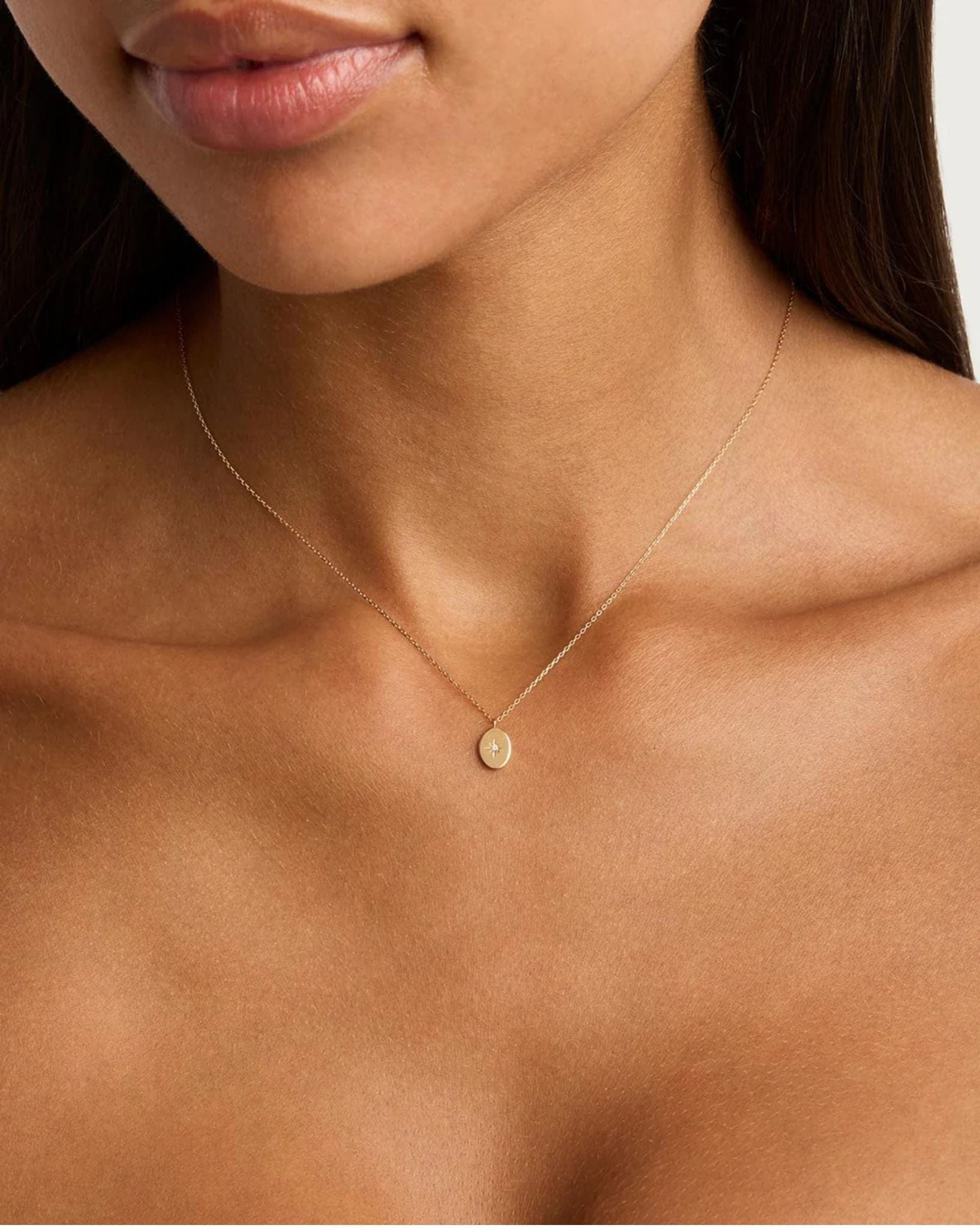 By Charlotte 14k Solid Gold Shine Your Light Diamond Necklace