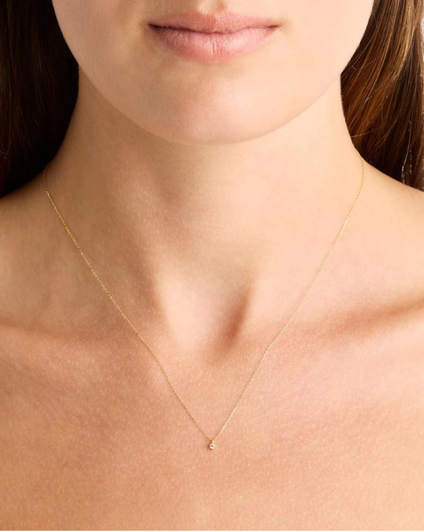 By Charlotte 14k Solid Gold Sweet Droplet Diamond Necklace