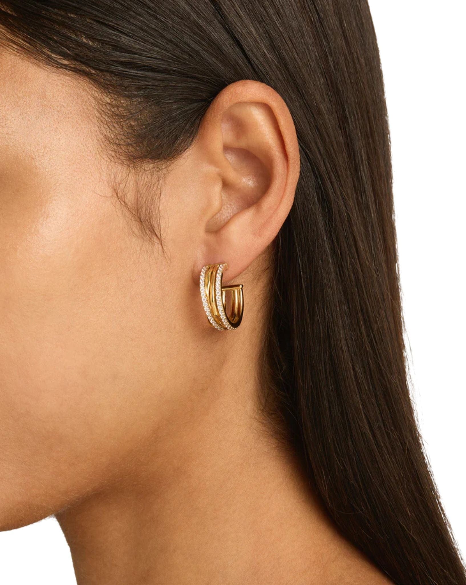 By Charlotte 18k Gold Plated-Entwined Hearts Large Hoops