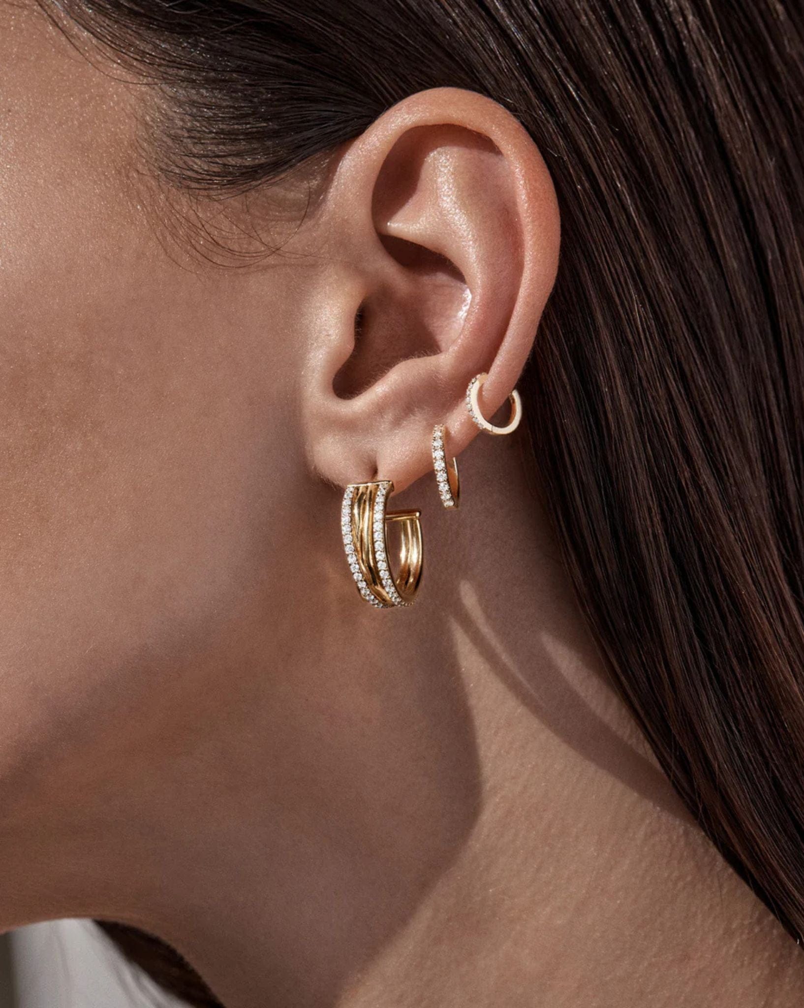 By Charlotte 18k Gold Plated-Entwined Hearts Large Hoops