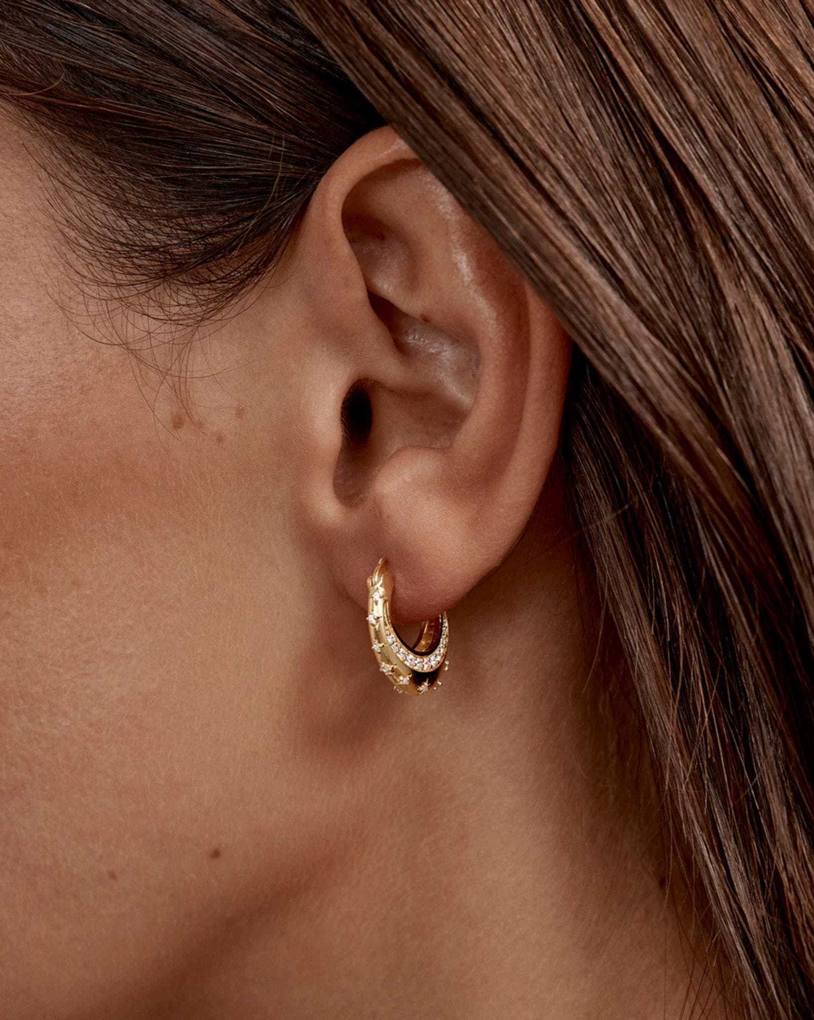 By Charlotte 18k Gold Plated - My Moon and Stars Hoops