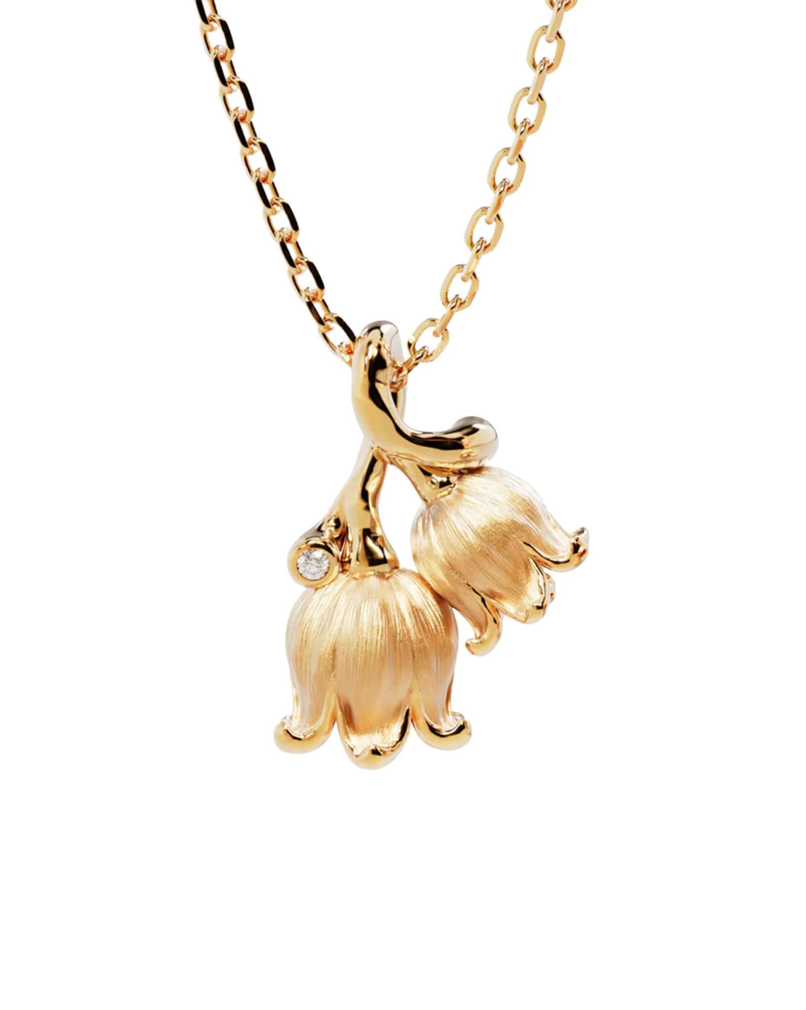 By Charlotte 18k Gold Vermeil Birth Flower Necklace - Lily of the Valley May