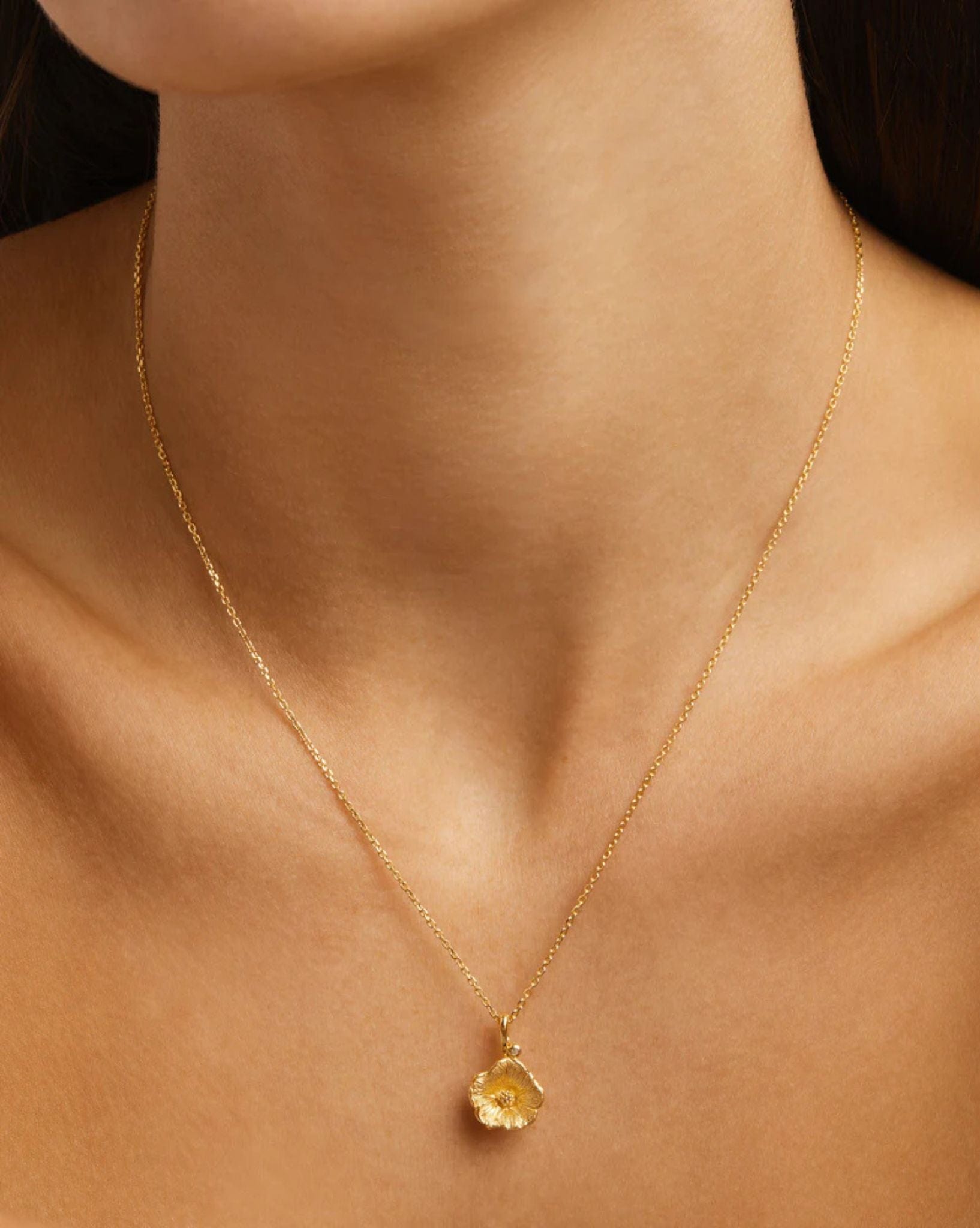 By Charlotte 18k Gold Vermeil Birth Flower Necklace  - Morning Glory September