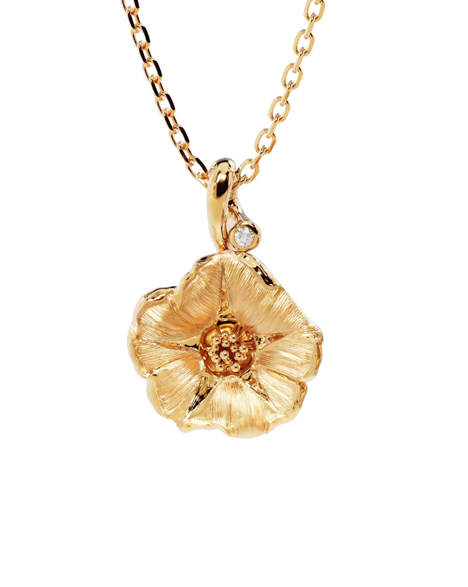 By Charlotte 18k Gold Vermeil Birth Flower Necklace  - Morning Glory September