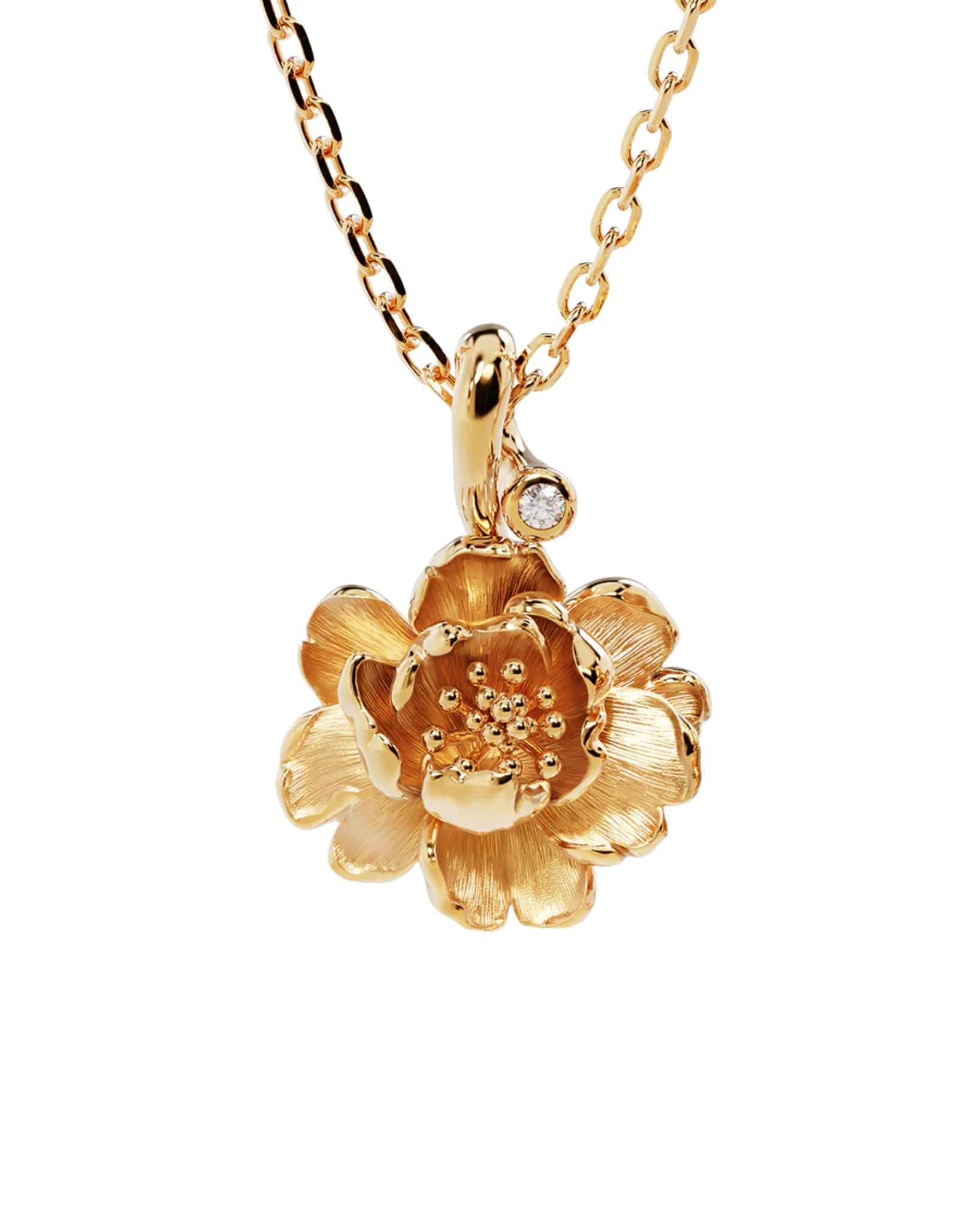 By Charlotte 18k Gold Vermeil Birth Flower Necklace - Peony November