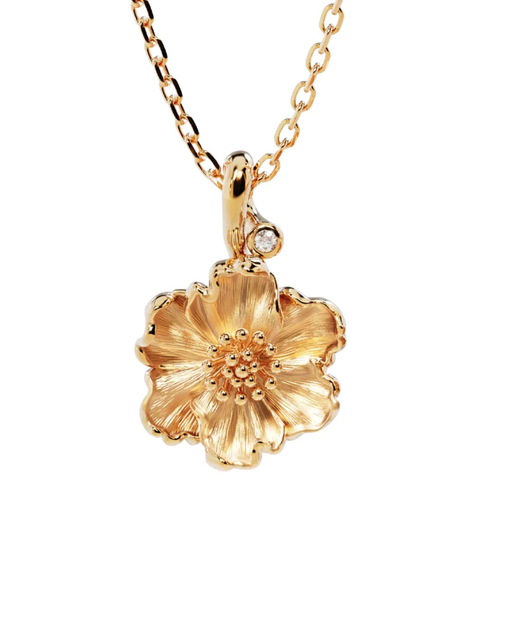 By Charlotte 18k Gold Vermeil Birth Flower Necklace - Poppy August