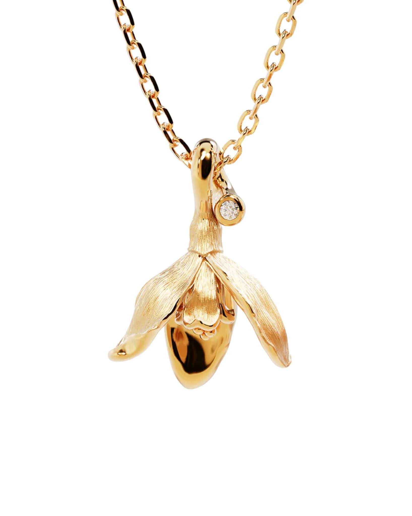 By Charlotte 18k Gold Vermeil Birth Flower Necklace - Snowdrop January
