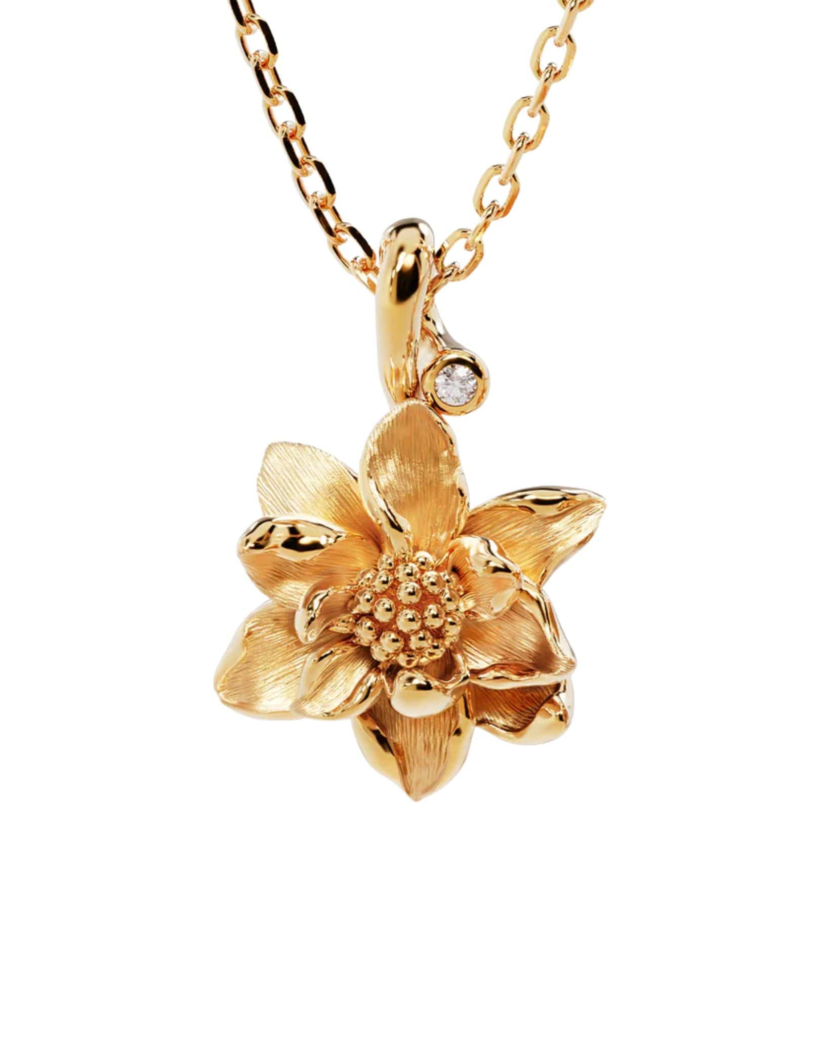 By Charlotte 18k Gold Vermeil Birth Flower Necklace - Water Lily July