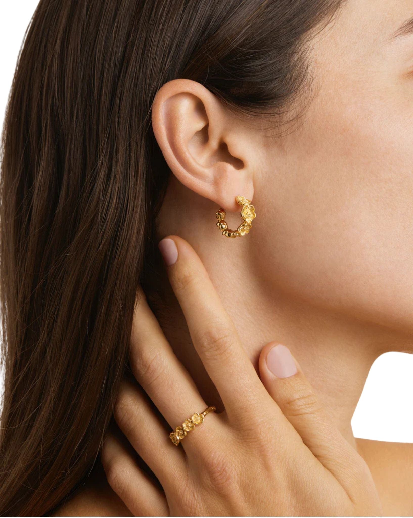 By Charlotte 18k Gold Vermeil Bloom With Grace Hoops