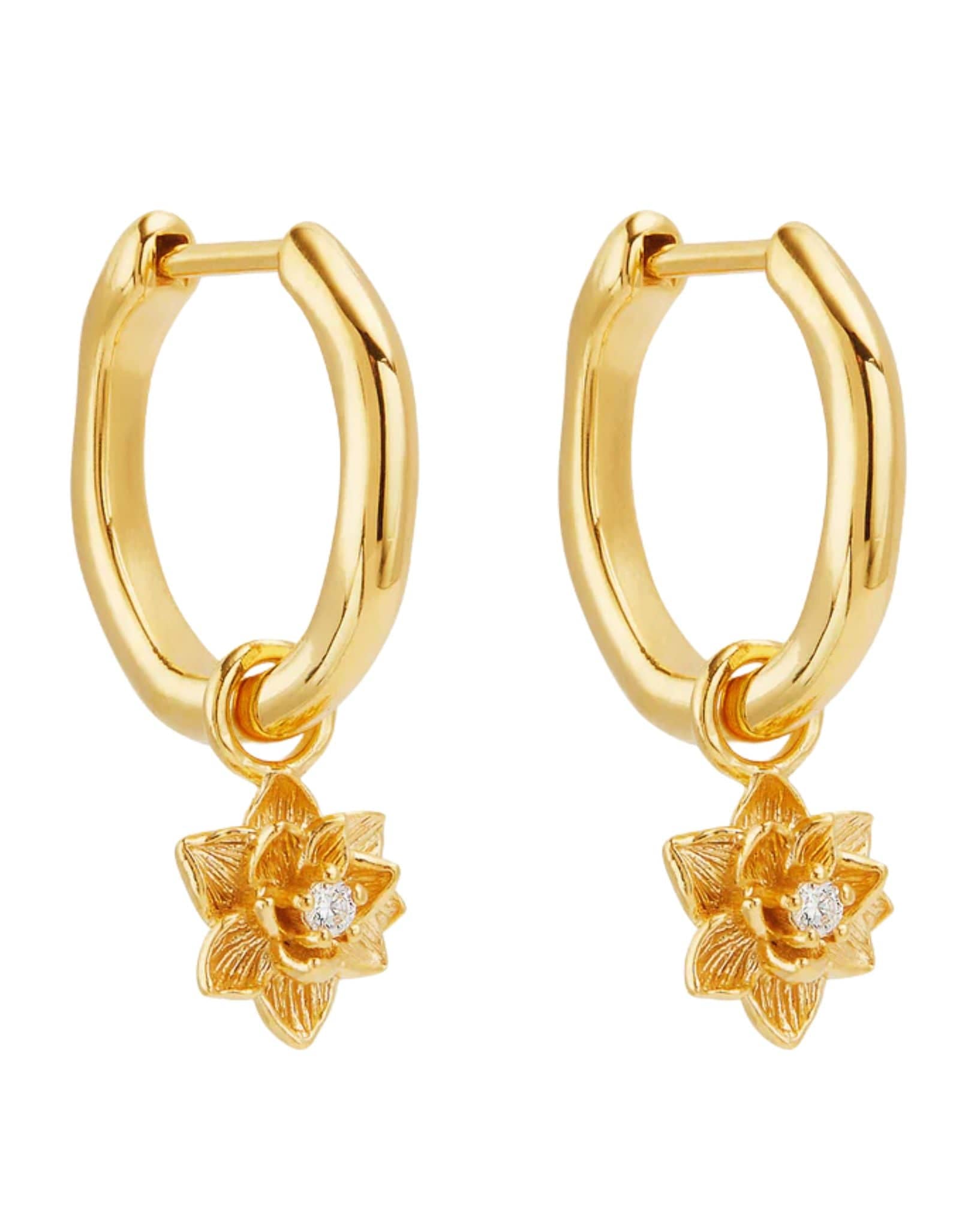 By Charlotte 18k Gold Vermeil Bloom Within Lotus Hoops