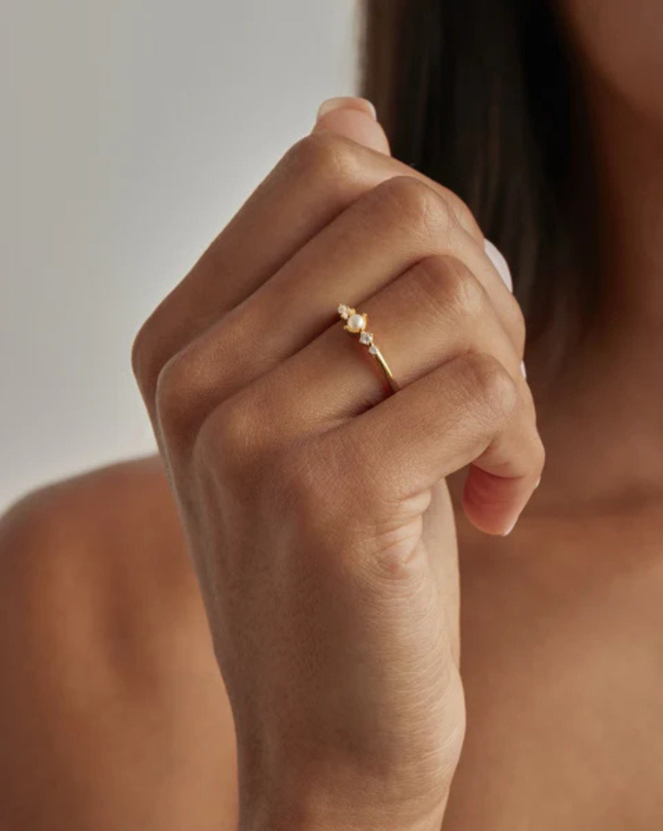 By Charlotte 18k Gold Vermeil Sea Foam Ring