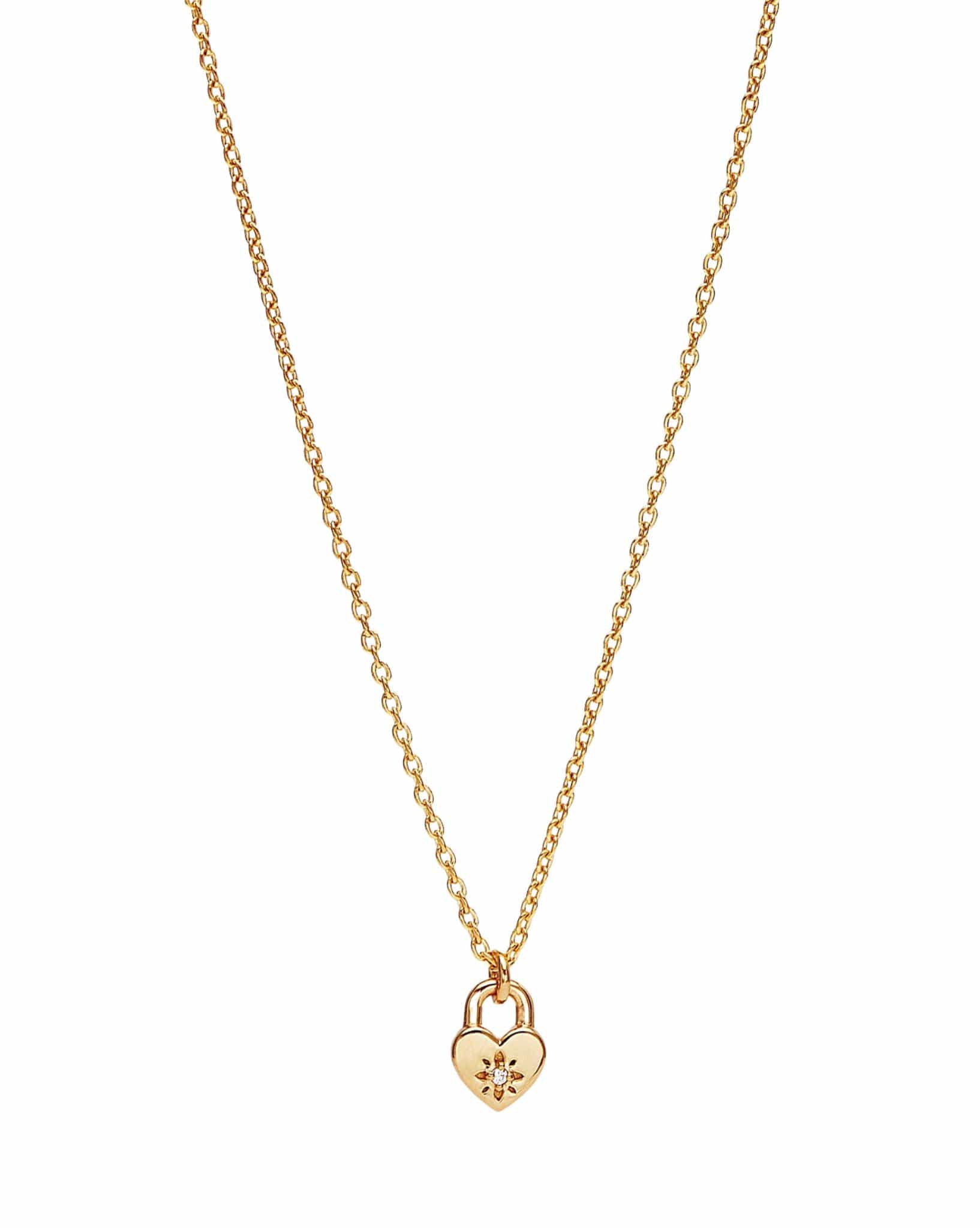 By Charlotte Gold Crystal Lotus Heart Padlock Necklace