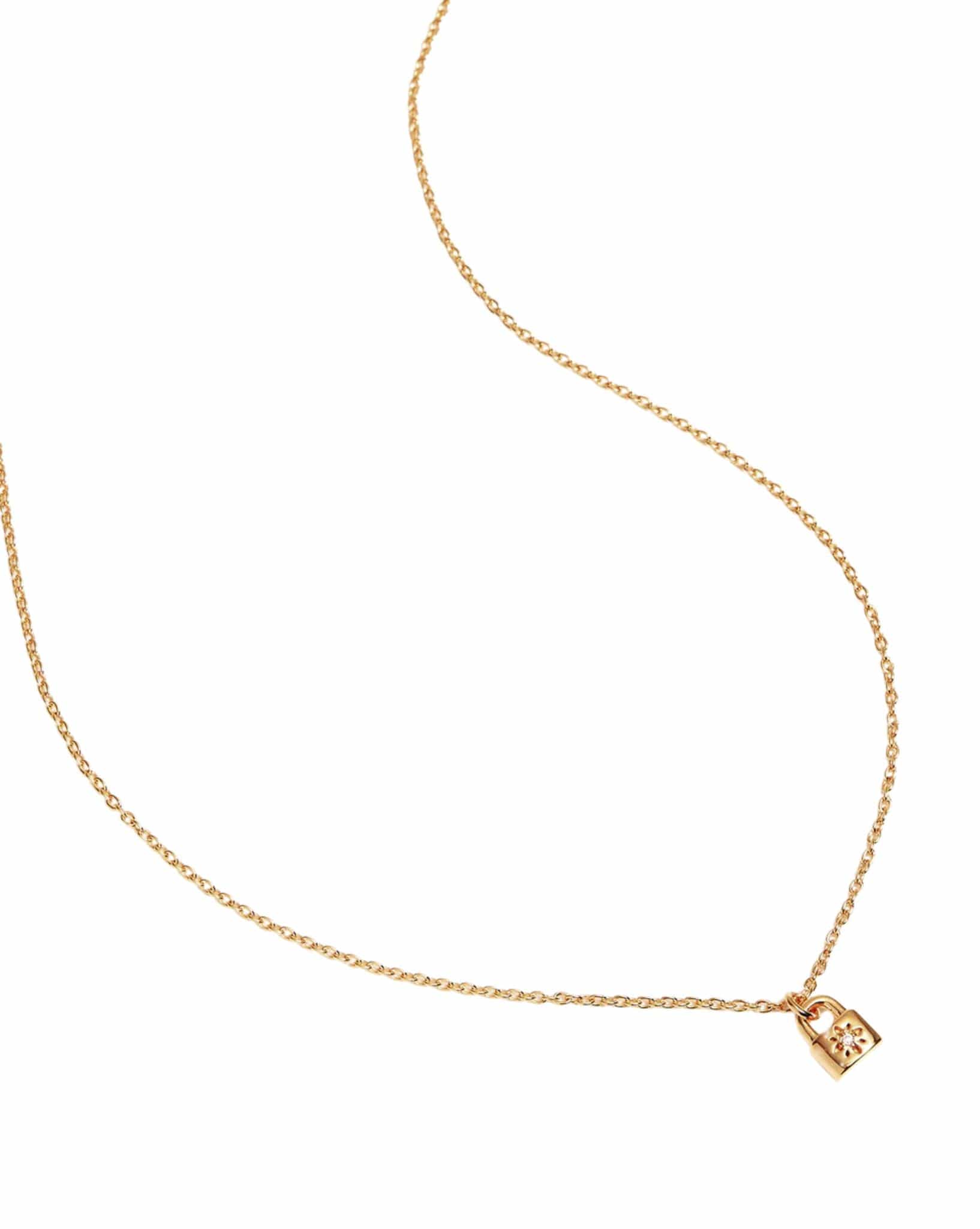 By Charlotte Gold Crystal Lotus Padlock Necklace