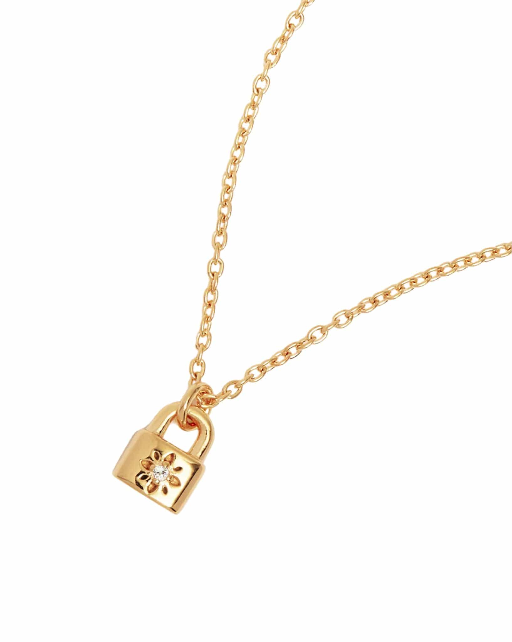 By Charlotte Gold Crystal Lotus Padlock Necklace