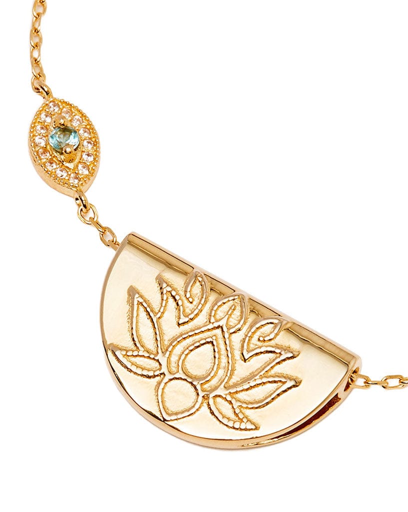 By Charlotte Gold Eye Of Peace Lotus Necklace