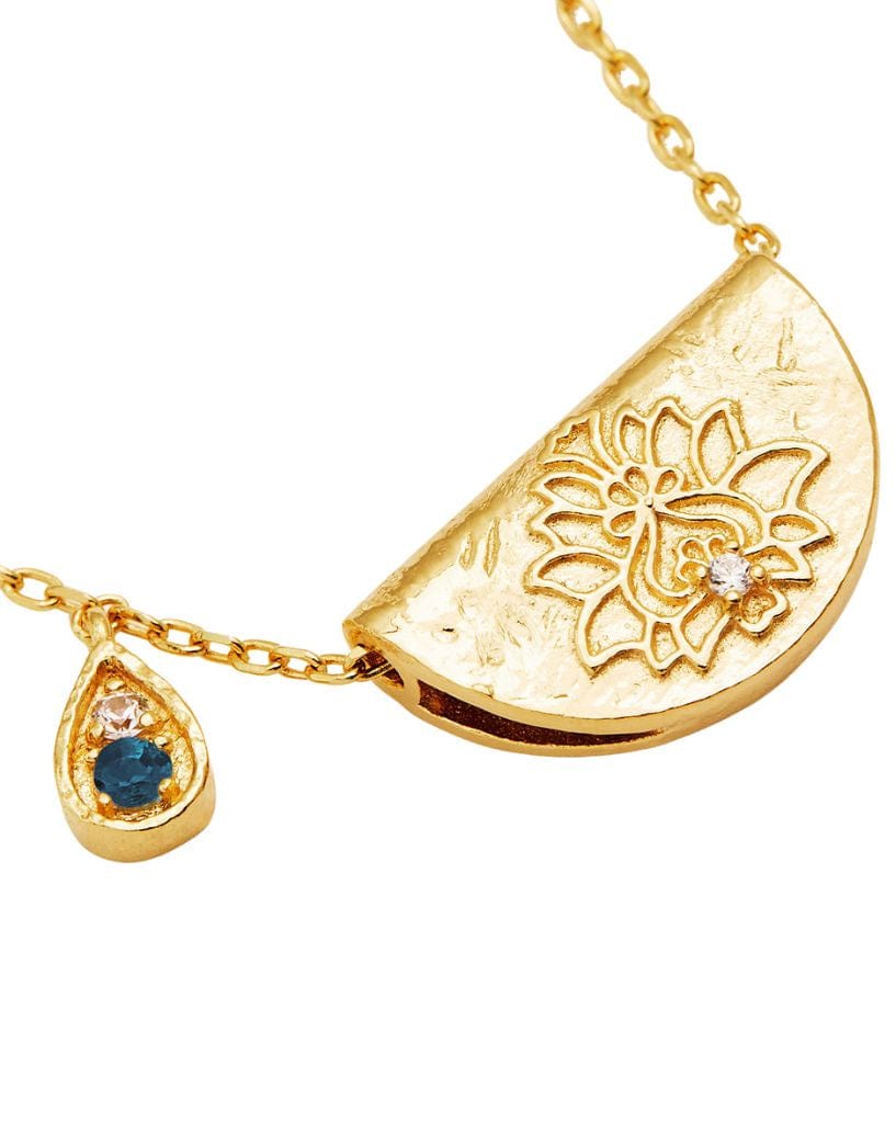 By Charlotte Gold Lotus Birthstone Necklace December
