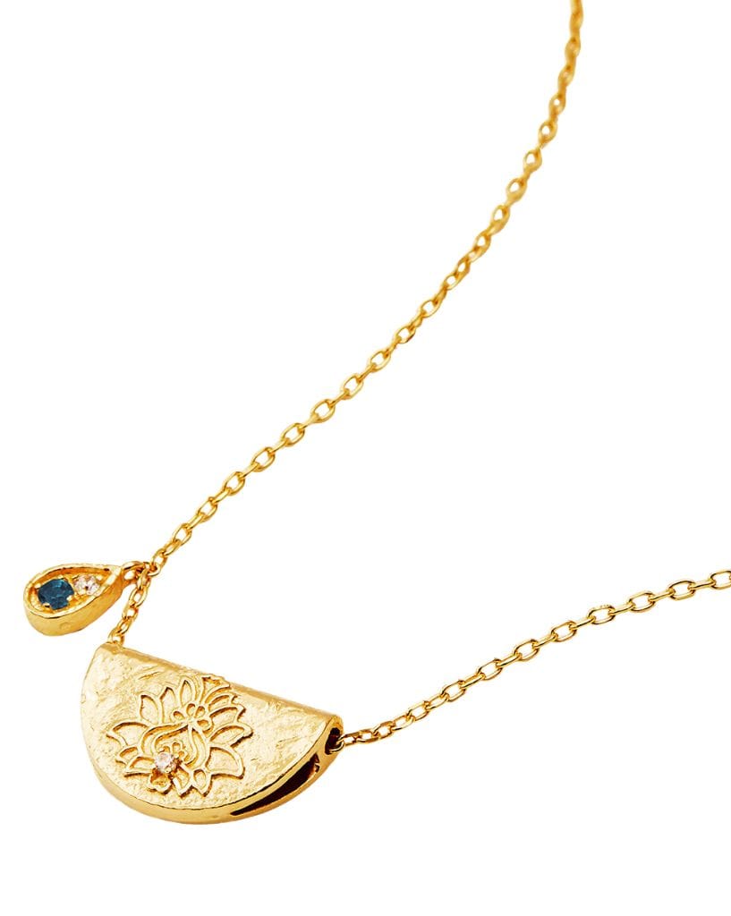 By Charlotte Gold Lotus Birthstone Necklace December