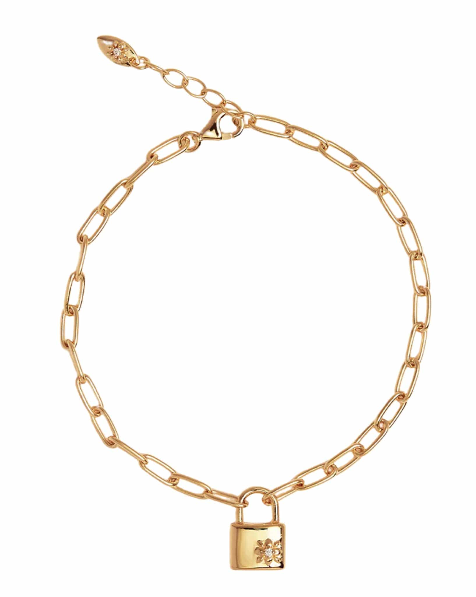 By Charlotte Gold Promise Of Us Lotus Padlock Bracelet