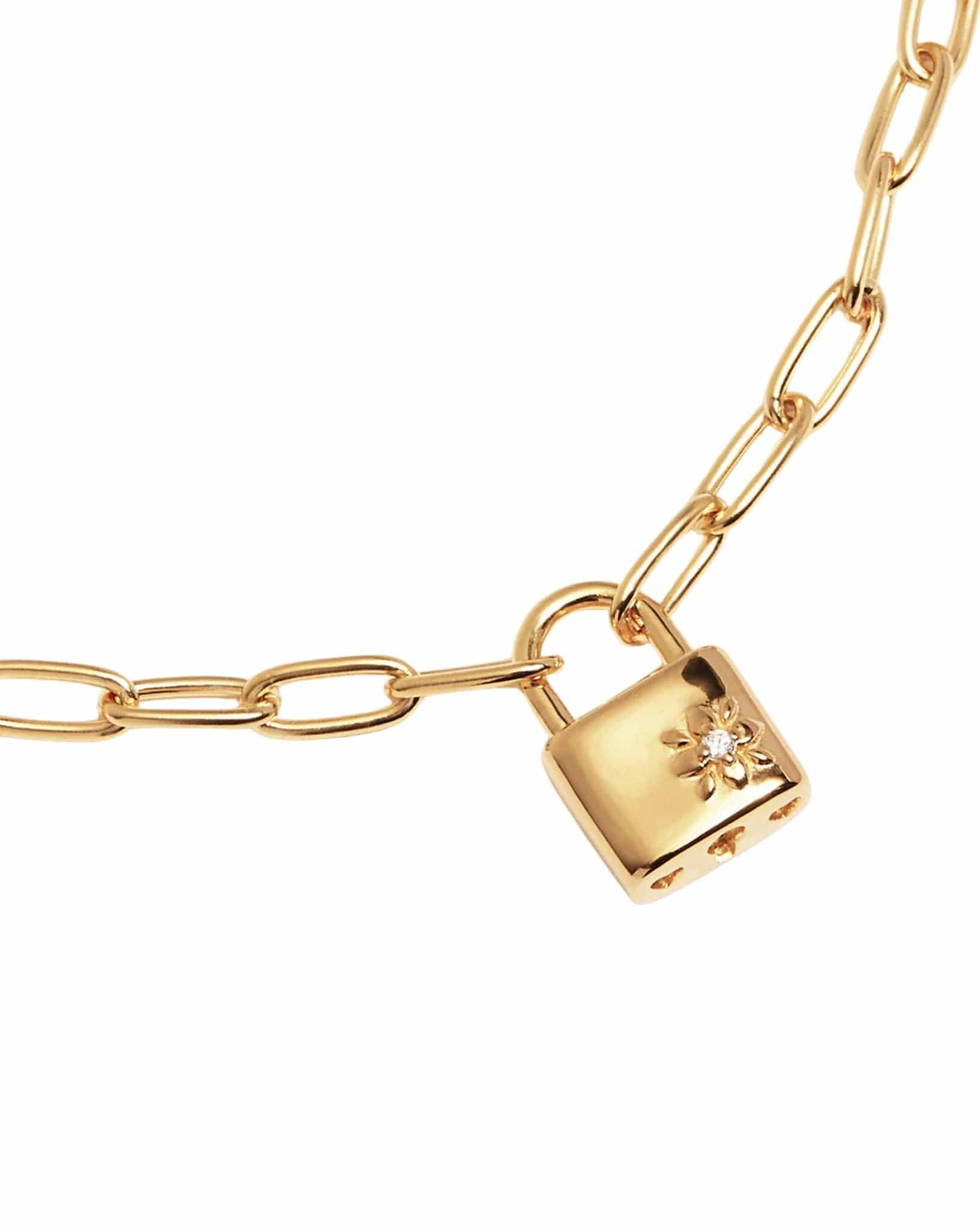 By Charlotte Gold Promise Of Us Lotus Padlock Bracelet