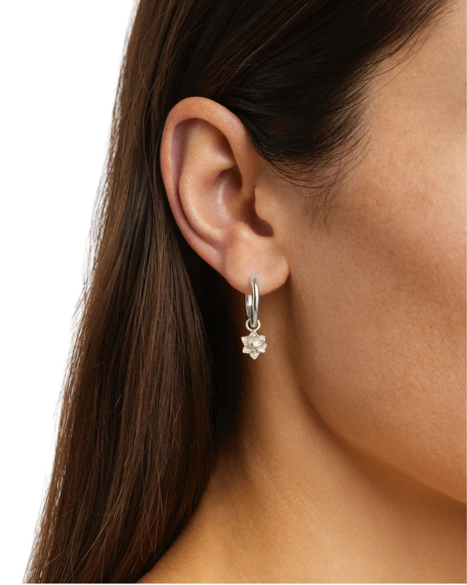 By Charlotte Sterling Silver Bloom Within Lotus Hoops
