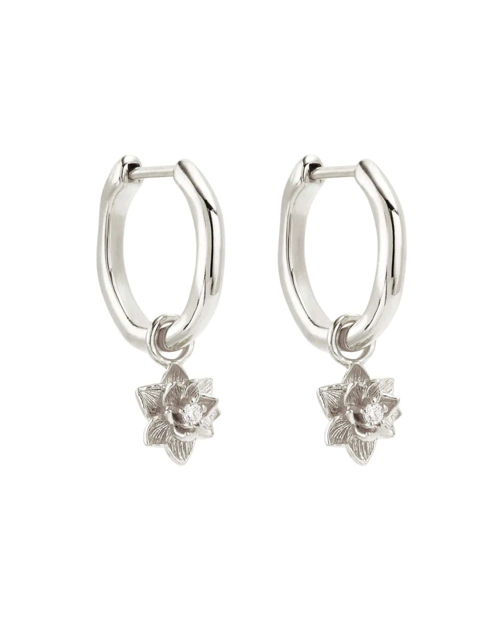 By Charlotte Sterling Silver Bloom Within Lotus Hoops