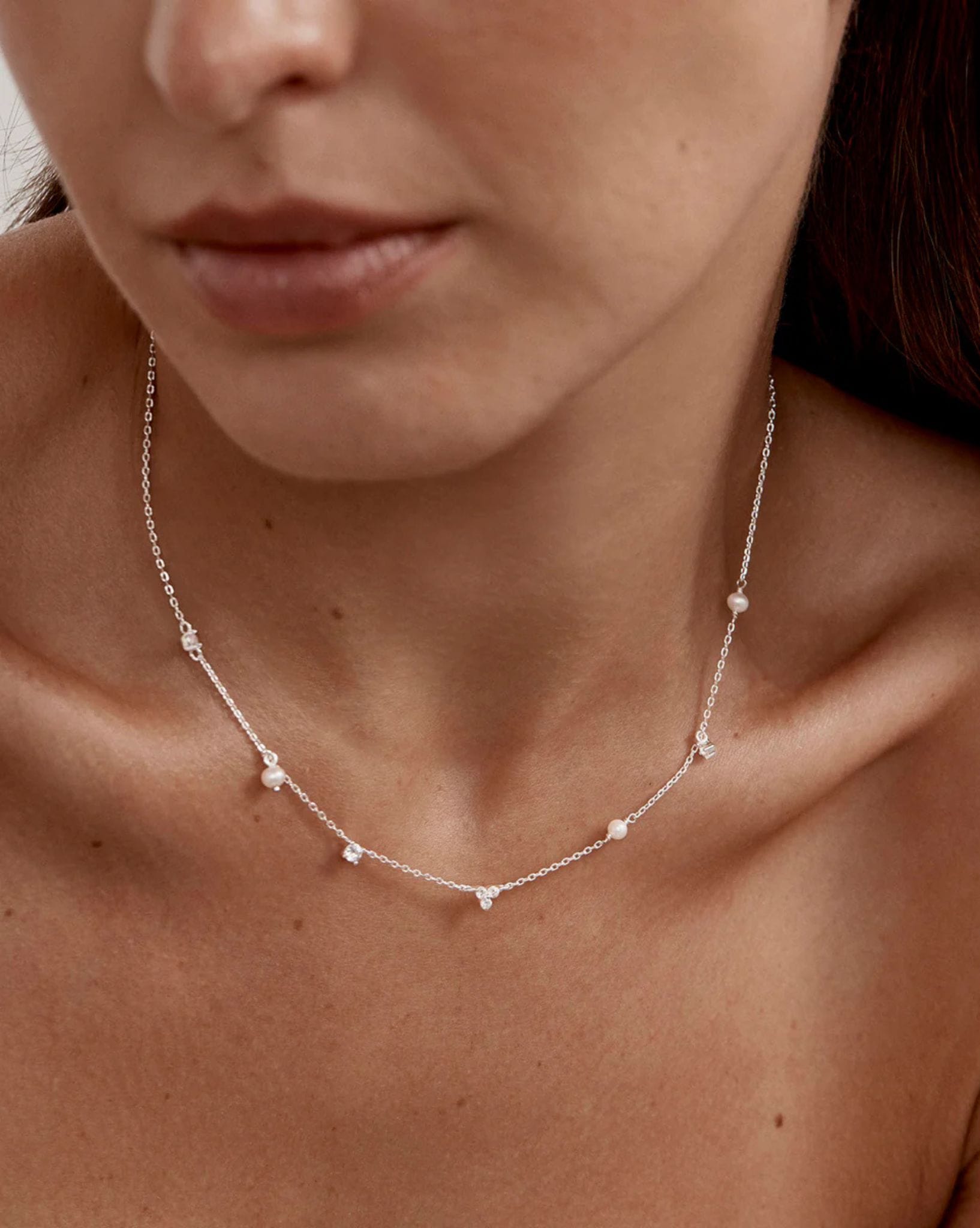 By Charlotte Sterling Silver - Moonlit Bloom Pearl Choker