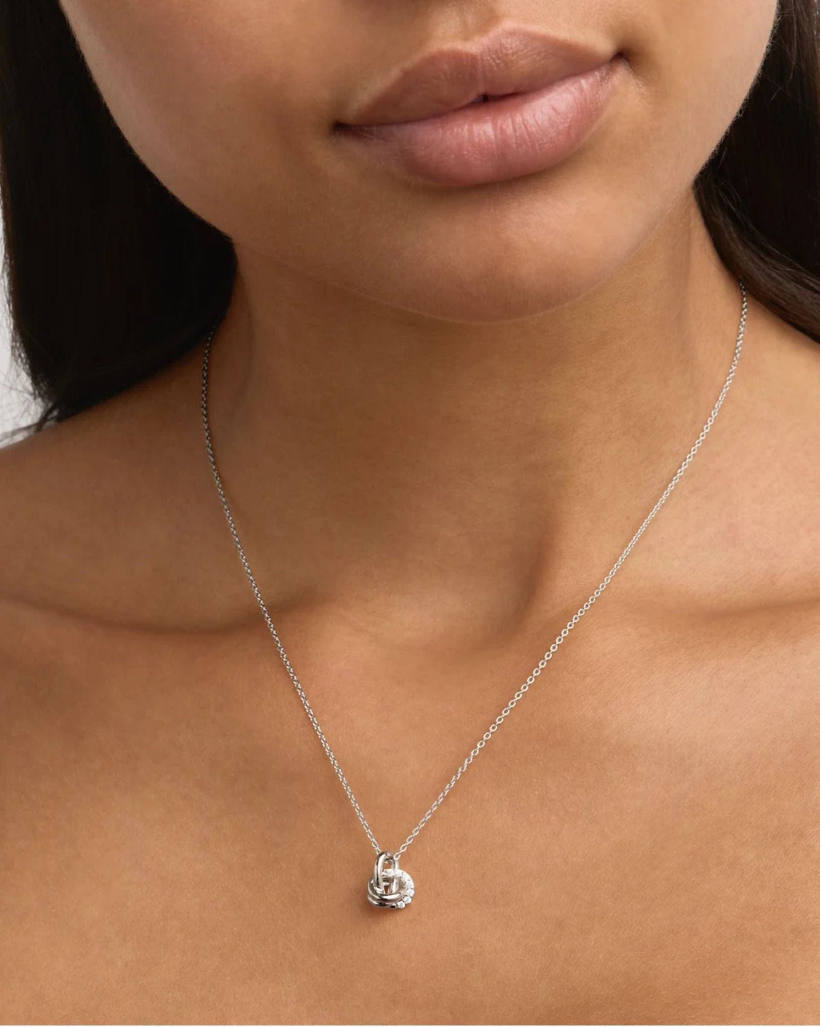 By Charlotte Womens Silver Endless Knot Diamond Necklace