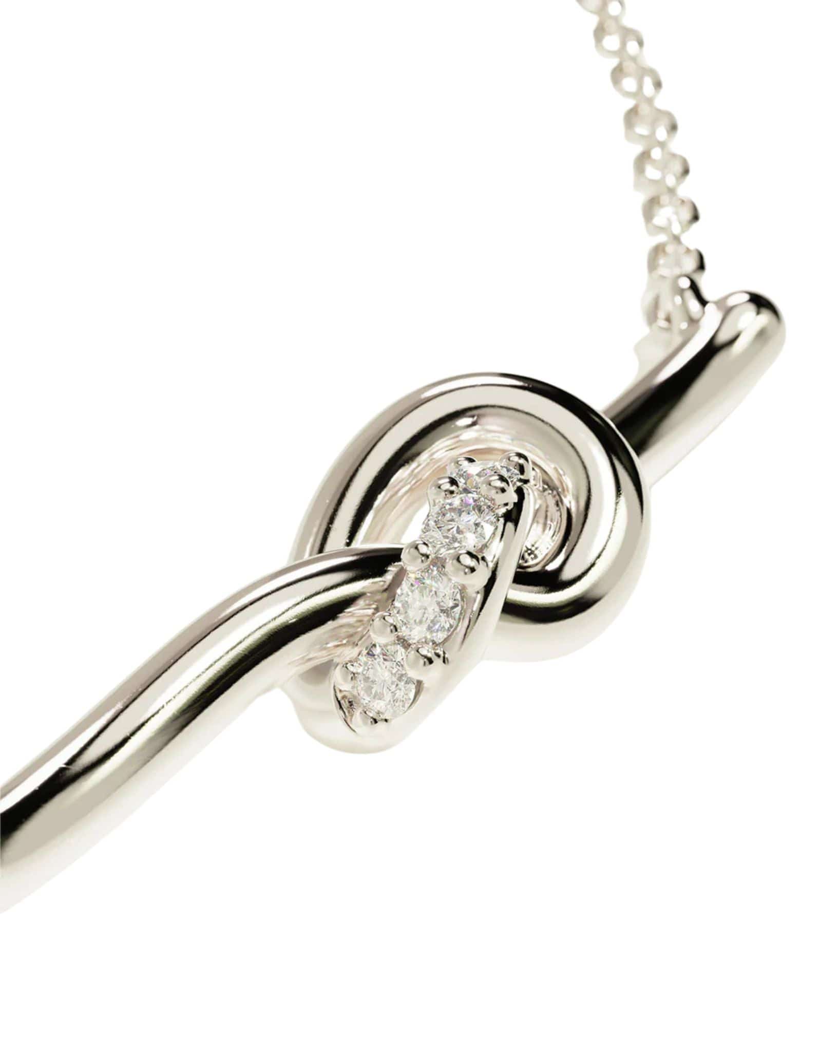 By Charlotte Womens Silver Love Knot Diamond Necklace